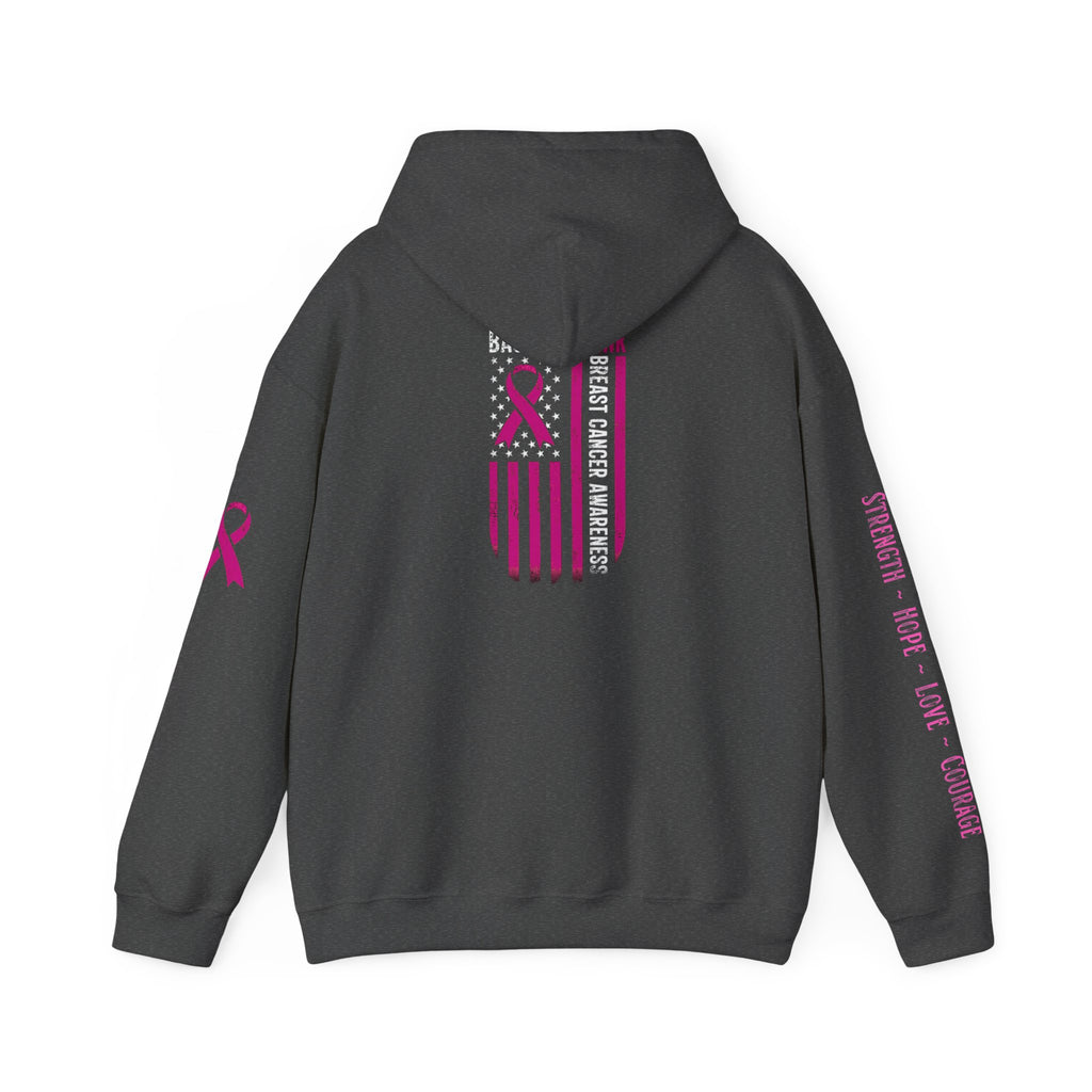 Breast Cancer Awareness Month Patriotic Hoodie ~ Rebel Spirit Unisex Hoodie