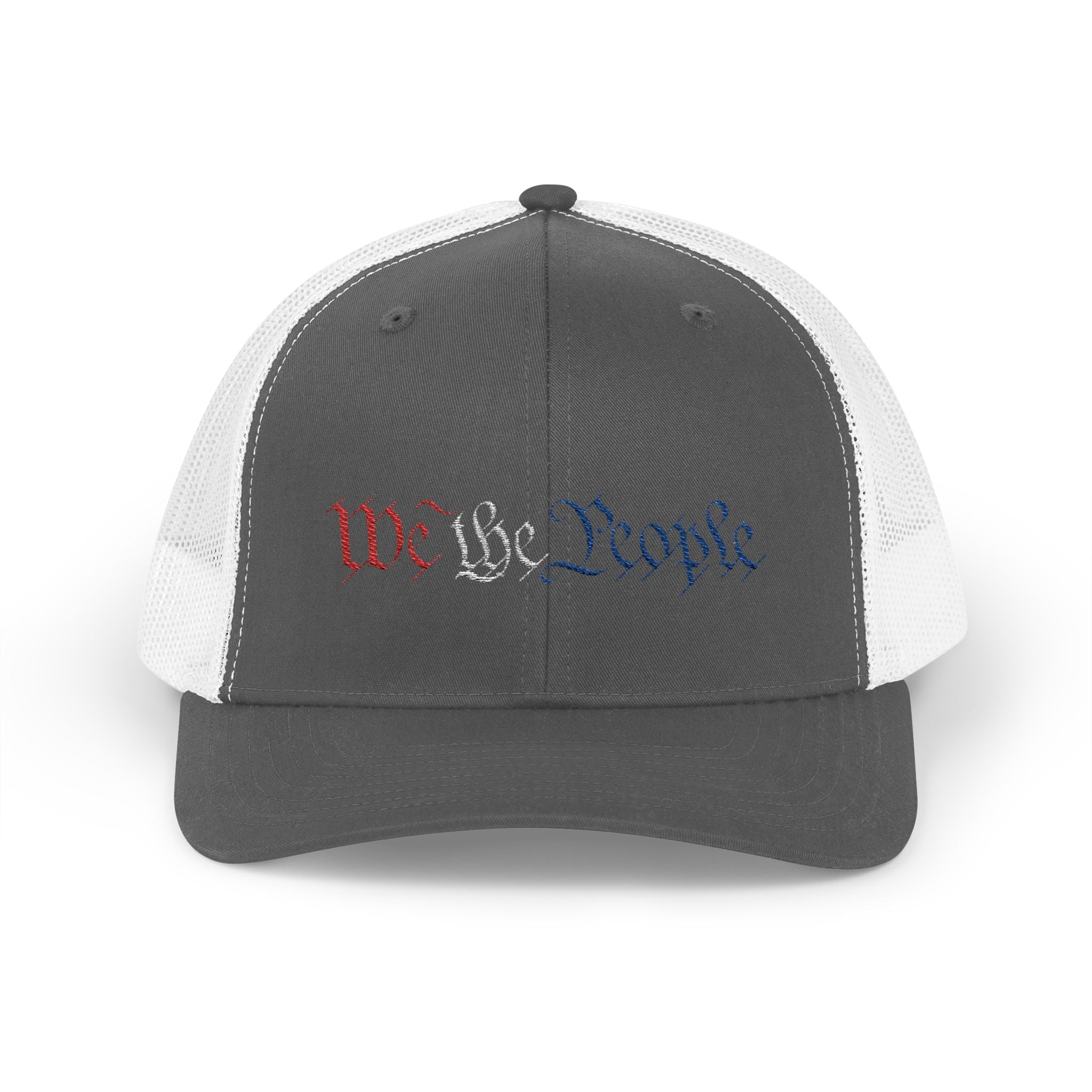 We The People Snapback Trucker Cap with Thin Red Line Design, Ideal for First Responders, Supportive Gifts, Memorials, Everyday Wear