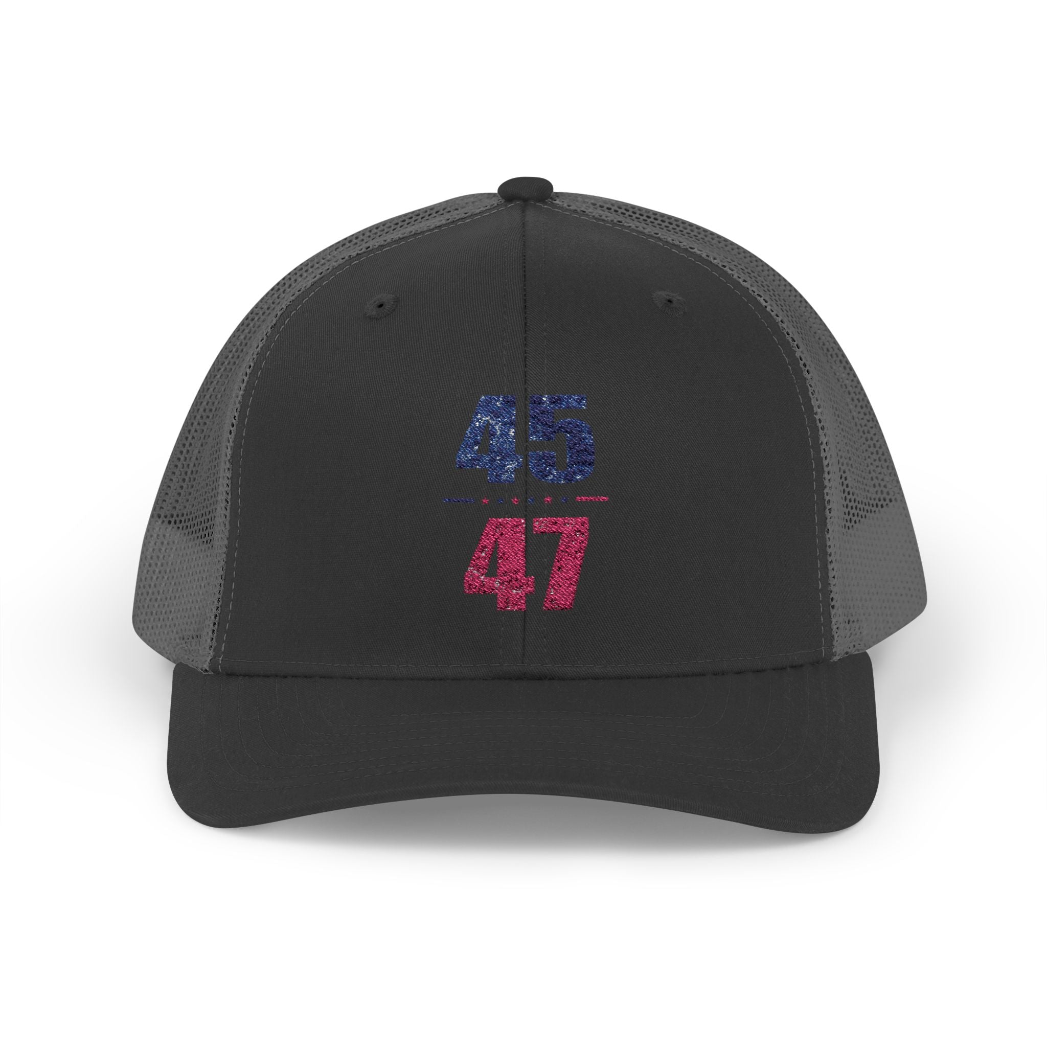 45 / 47 Patriotic Snapback Trucker Cap with Thin Red Line Design, Ideal for First Responders, Supportive Gifts, Memorials, Everyday Wear