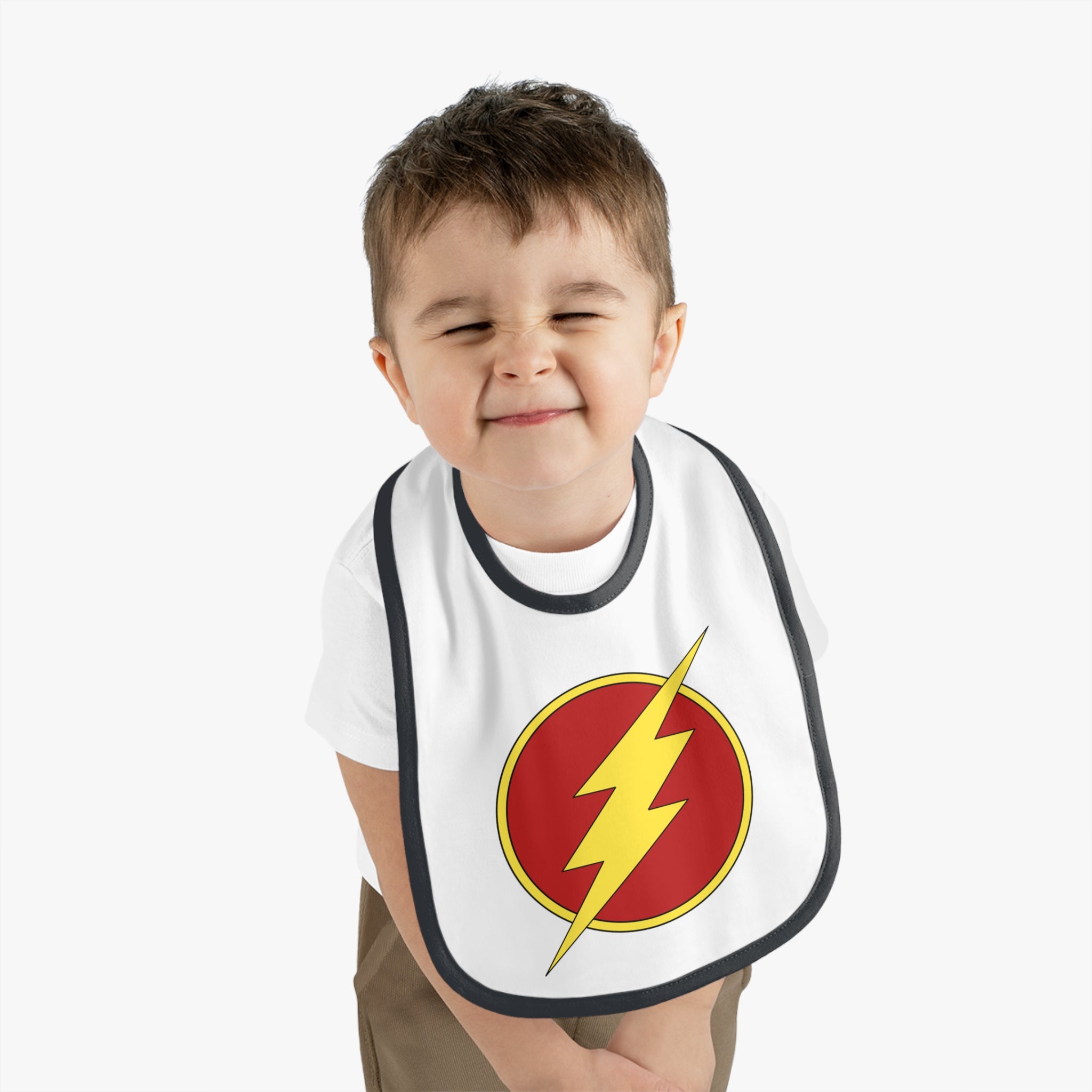 The Flash ~ Cute Baby Bib - Tiny but Mighty, Infant Feeding Bib, Baby Shower Gift, Newborn Accessories, Elephant Design, Everyday Use
