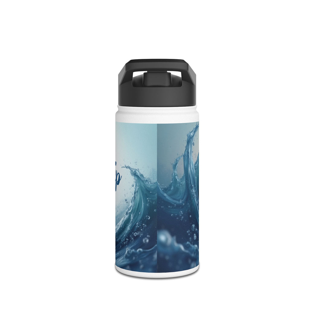 Aqua Wave Stainless Steel Water Bottle, Hydration Gift, Outdoor Adventure, Beach Vibes, Eco-Friendly, Travel Companion