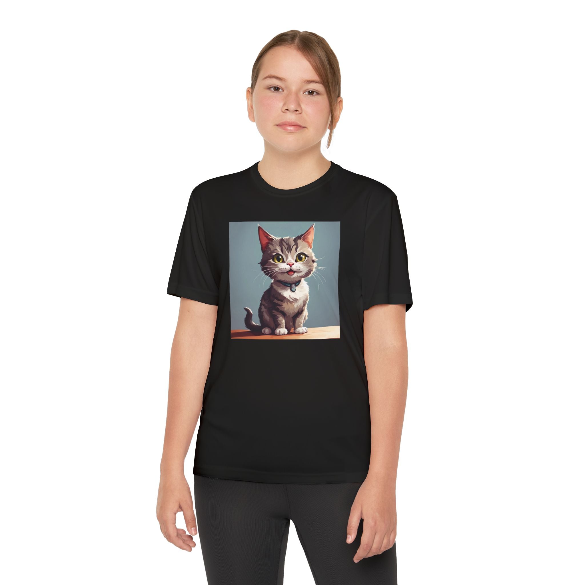Youth Tee, Cute Kitten Graphic Shirt for Kids, Cat Lover Gift, Animal Theme Top, Children's Clothing, Feline Print Apparel