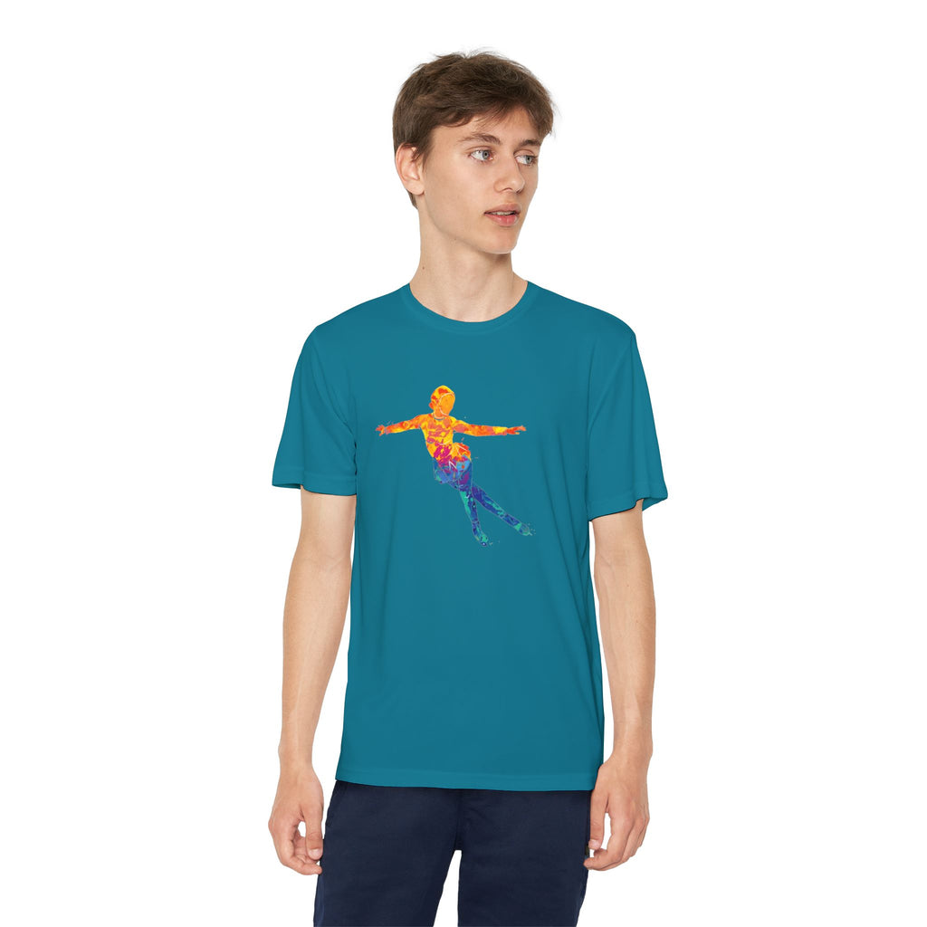 Ice Skating Youth Sports Graphic Tee, Cool Athletic Shirt for Kids, Perfect for Sports Events, Team Spirit, Birthday Gift, Summer Activities
