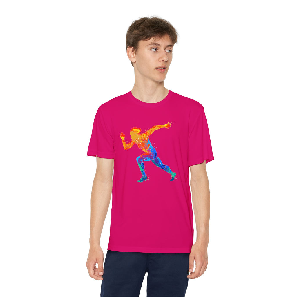 Running Youth T-Shirt Sports Graphic Tee, Cool Athletic Shirt for Kids, Perfect for Sports Events, Team Spirit