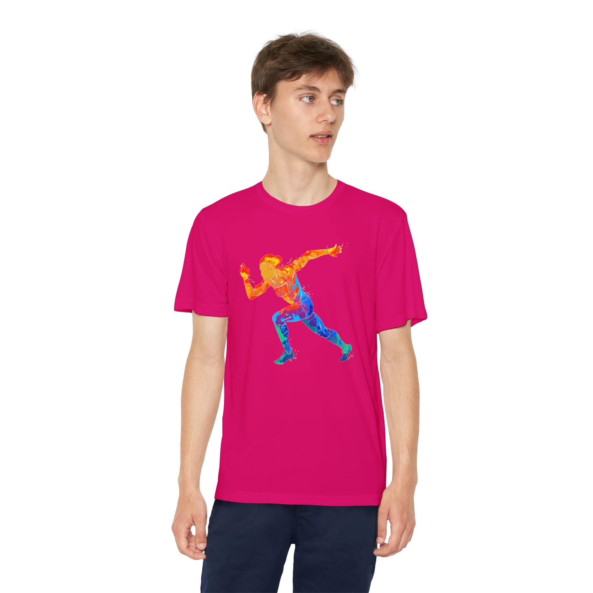 Running Youth T-Shirt Sports Graphic Tee, Cool Athletic Shirt for Kids, Perfect for Sports Events, Team Spirit