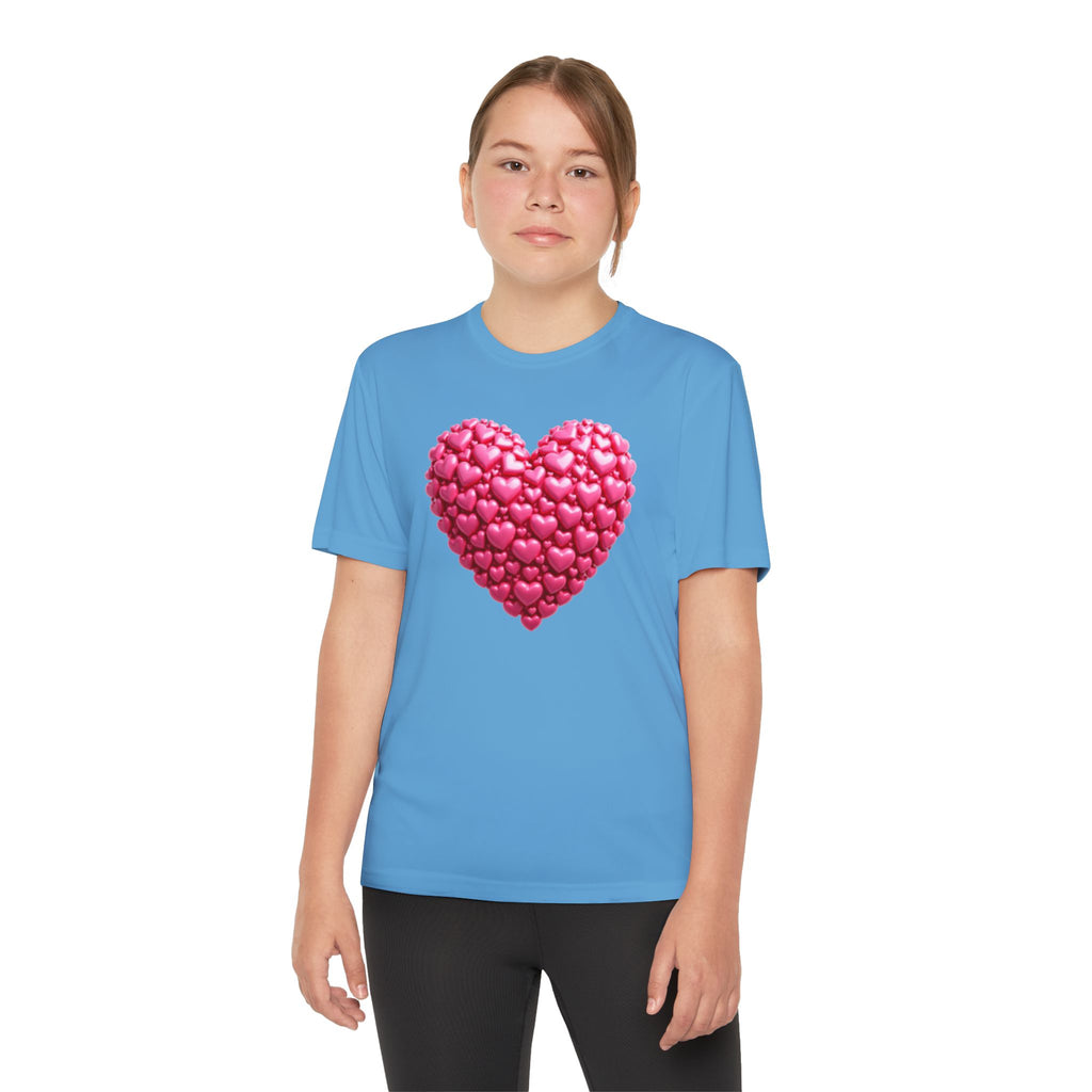 Heart Youth T-Shirt Sports Graphic Tee, Cool Athletic Shirt for Kids, Perfect for Sports Events, Team Spirit