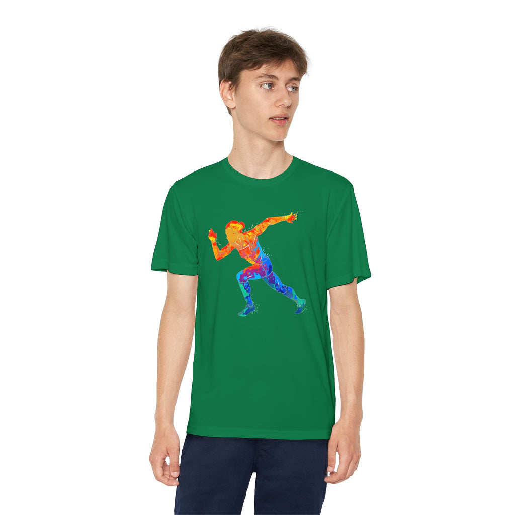 Running Youth T-Shirt Sports Graphic Tee, Cool Athletic Shirt for Kids, Perfect for Sports Events, Team Spirit