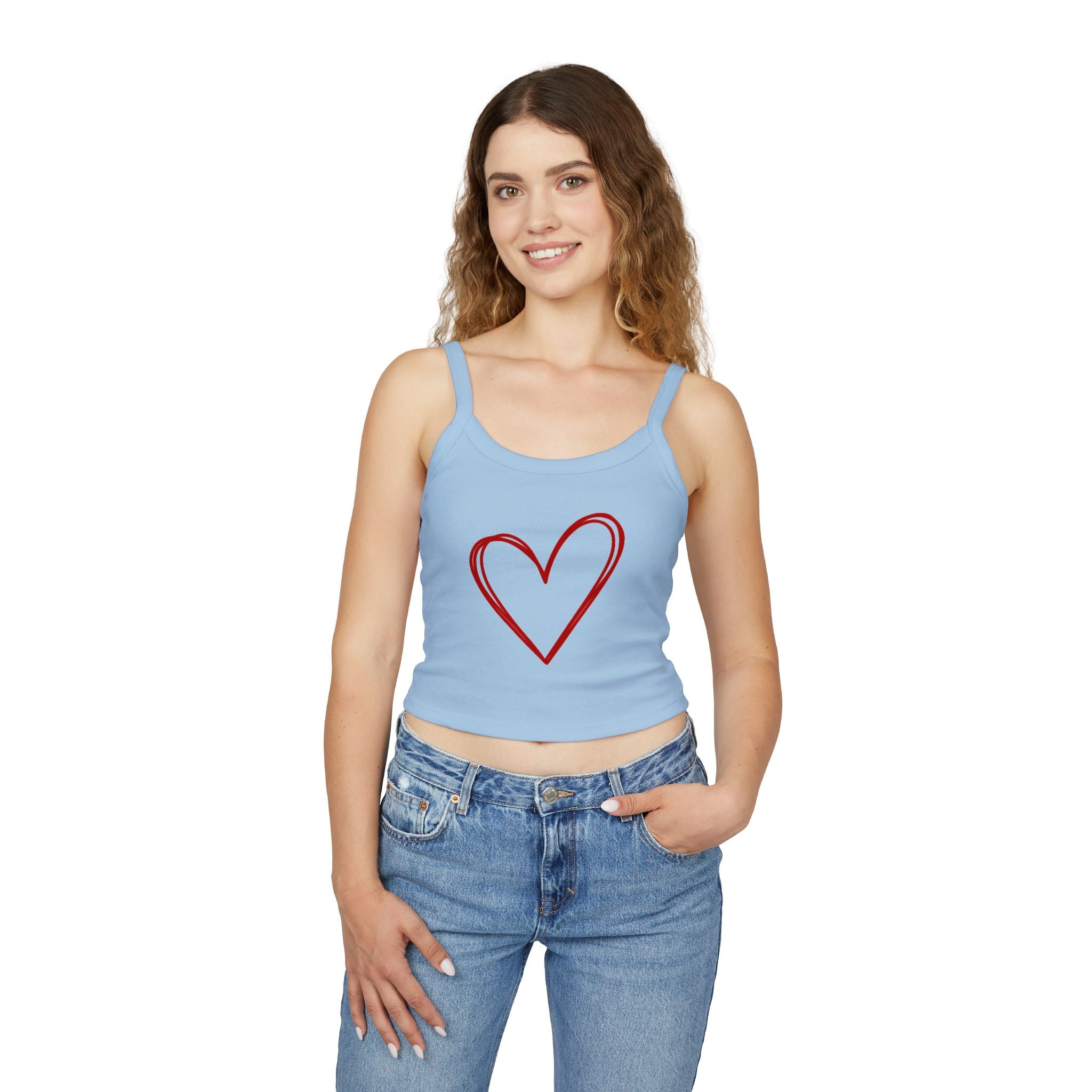 Heart Tank Top, Love Cami, Valentine's Day Shirt, Romantic Sleeveless Tee, Women's Summer Blouse, Cute Spaghetti Strap Tank