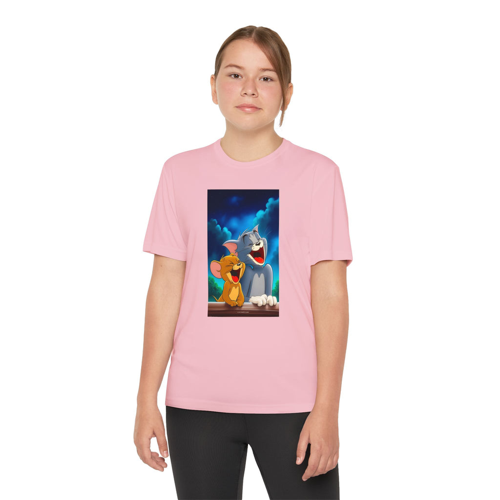 Youth Competitor Tee with Tom And Jerry design, Cartoon Graphic Kid's T-Shirt, Kids Tee, Children's Clothing, Funny Tee for Boys and Girls