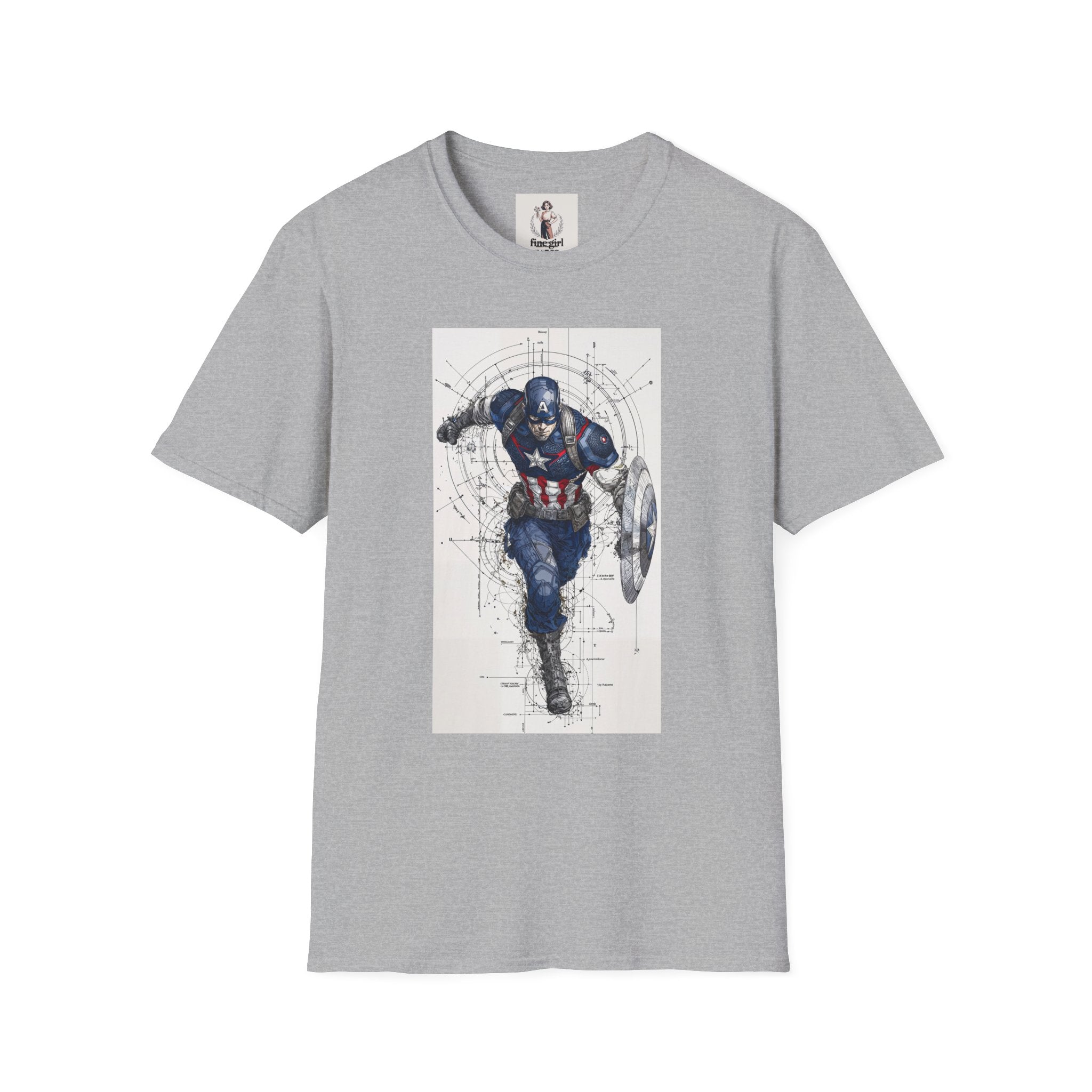 Captain America Superhero Marvel Unisex Softstyle T-Shirt, Comic Book Tee, Geeky Clothing, Cosplay Costume Top