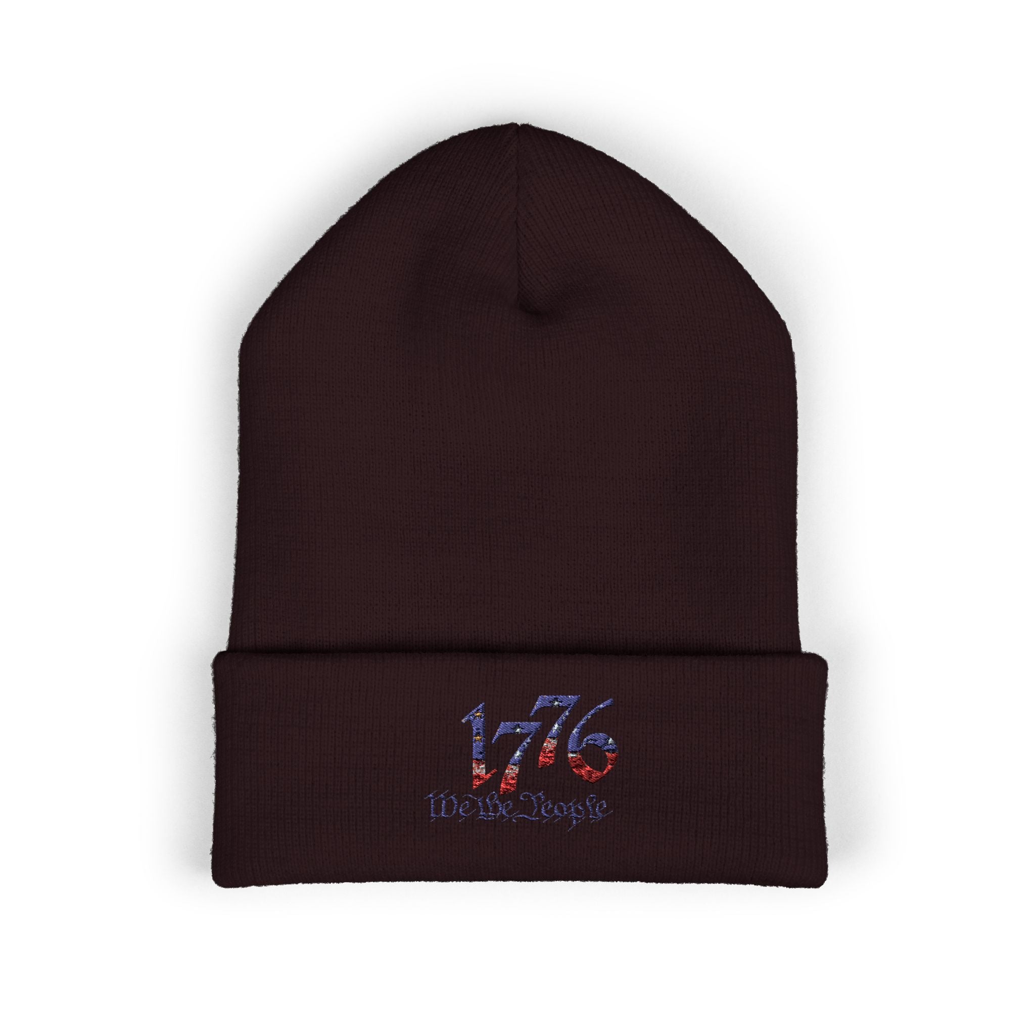 Embroidered Patriotic Beanie, 1776 USA Flag Knit Hat, American Constitution Winter Cap, Founding Fathers Headwear, Red White Blue Beanie