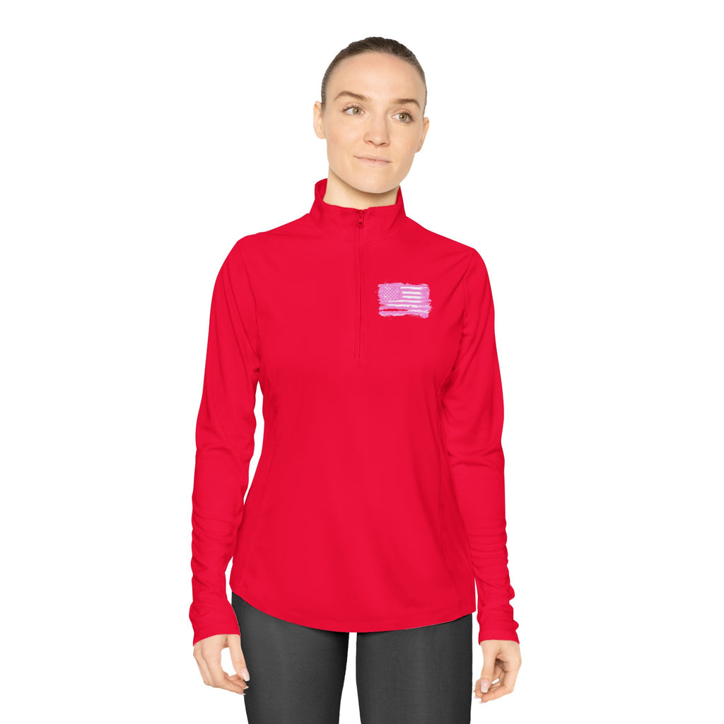 Ladies Quarter-Zip Pullover with Motivational Running Design, Athletic Apparel, Activewear, Sportswear, Fitness Gift, Running Top