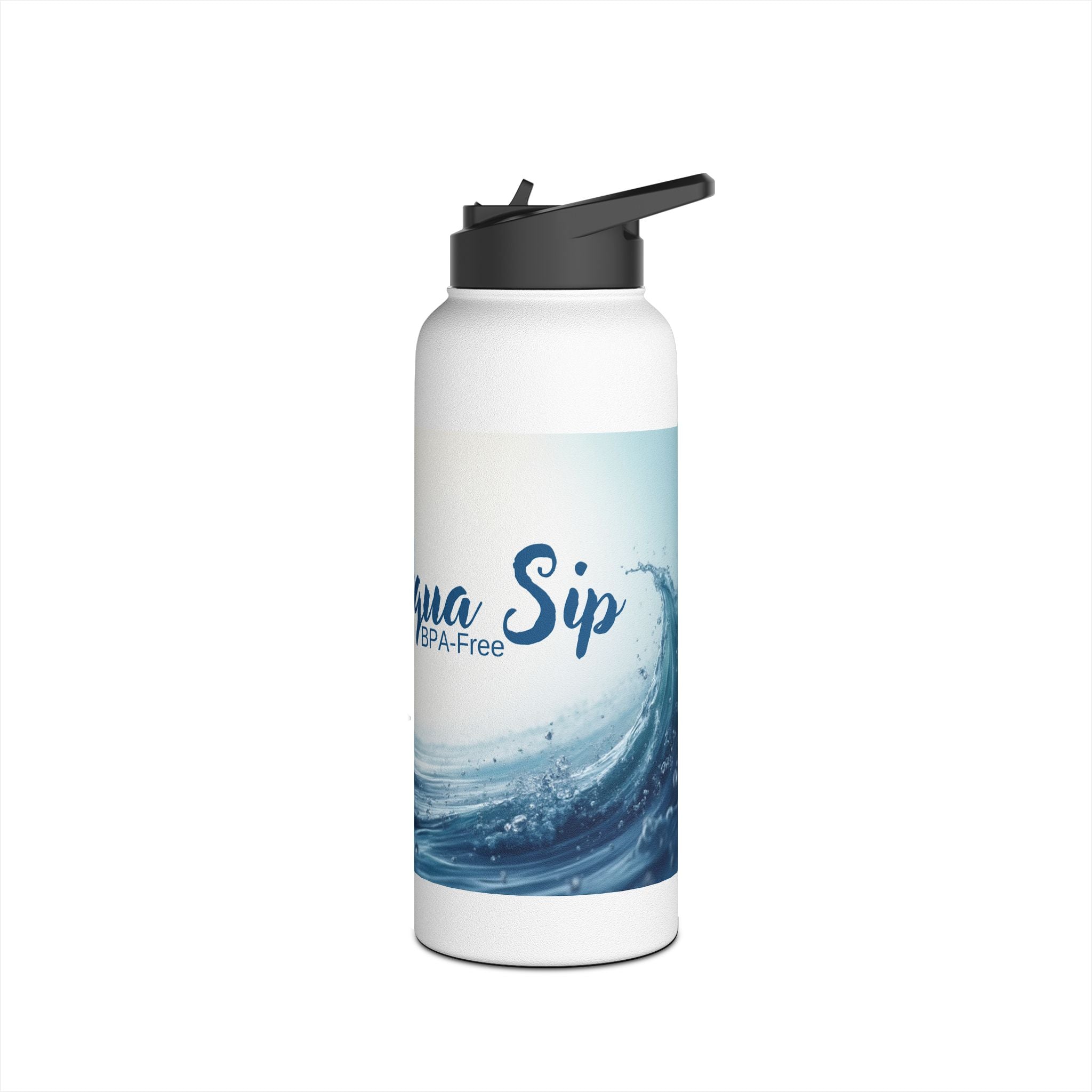 Aqua Wave Stainless Steel Water Bottle, Hydration Gift, Outdoor Adventure, Beach Vibes, Eco-Friendly, Travel Companion