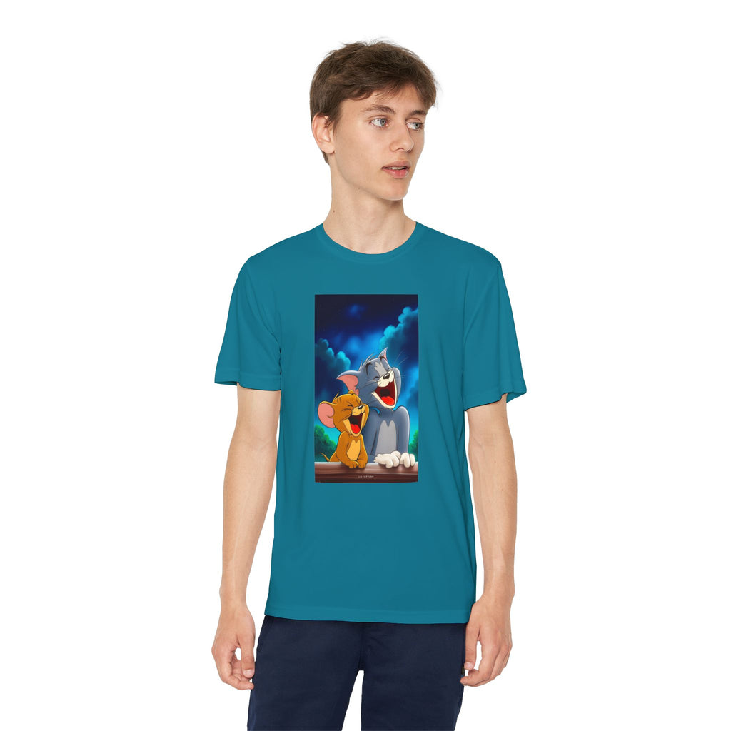 Youth Competitor Tee with Tom And Jerry design, Cartoon Graphic Kid's T-Shirt, Kids Tee, Children's Clothing, Funny Tee for Boys and Girls