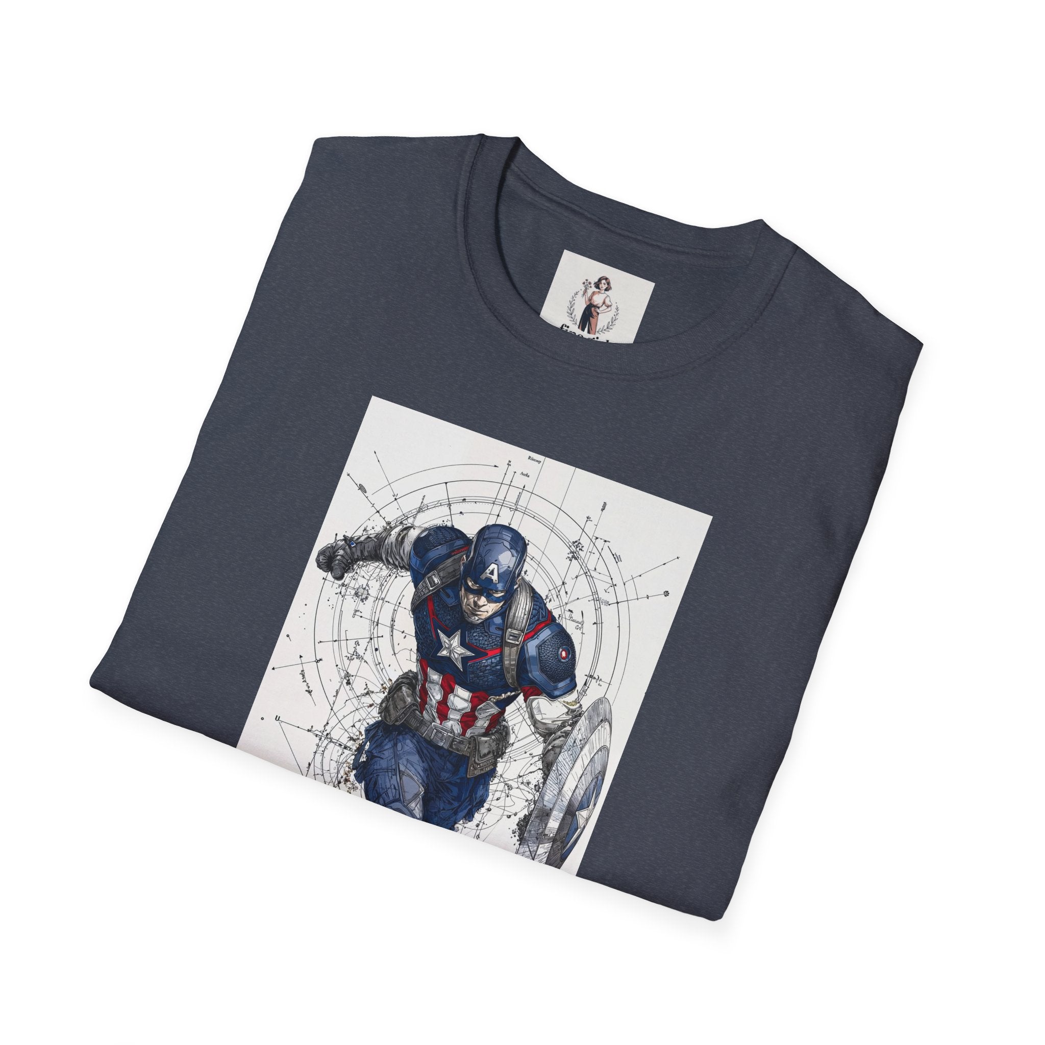 Captain America Superhero Marvel Unisex Softstyle T-Shirt, Comic Book Tee, Geeky Clothing, Cosplay Costume Top