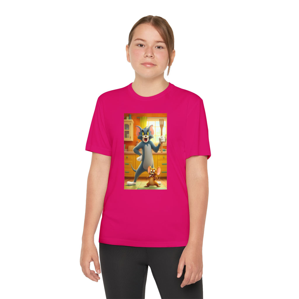 Youth Competitor Tee with Tom And Jerry design, Cartoon Graphic Kid's T-Shirt, Kids Tee, Children's Clothing, Funny Tee for Boys and Girls