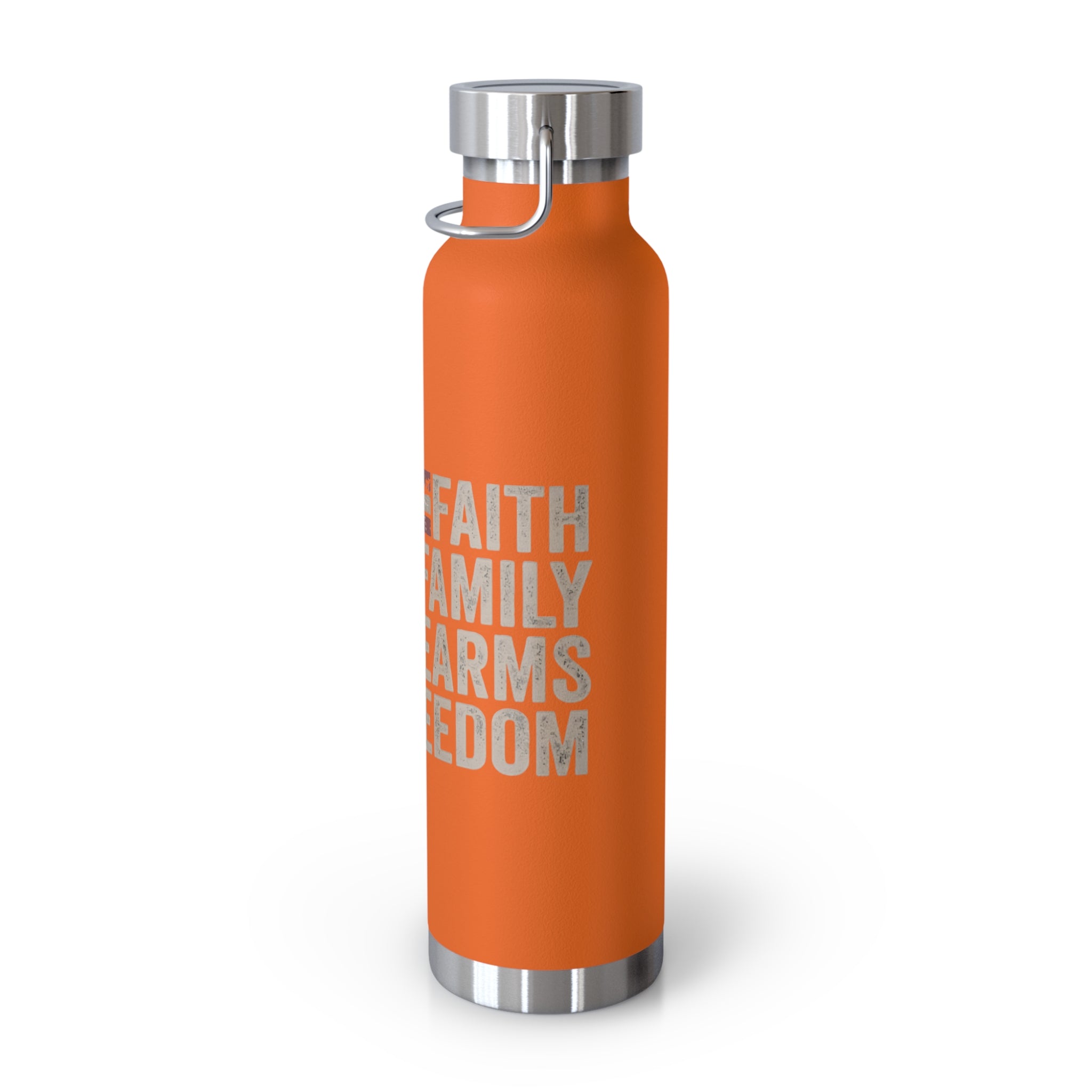 Faith Family Firearms Freedom Flag Patriotic Copper Insulated Water Bottle