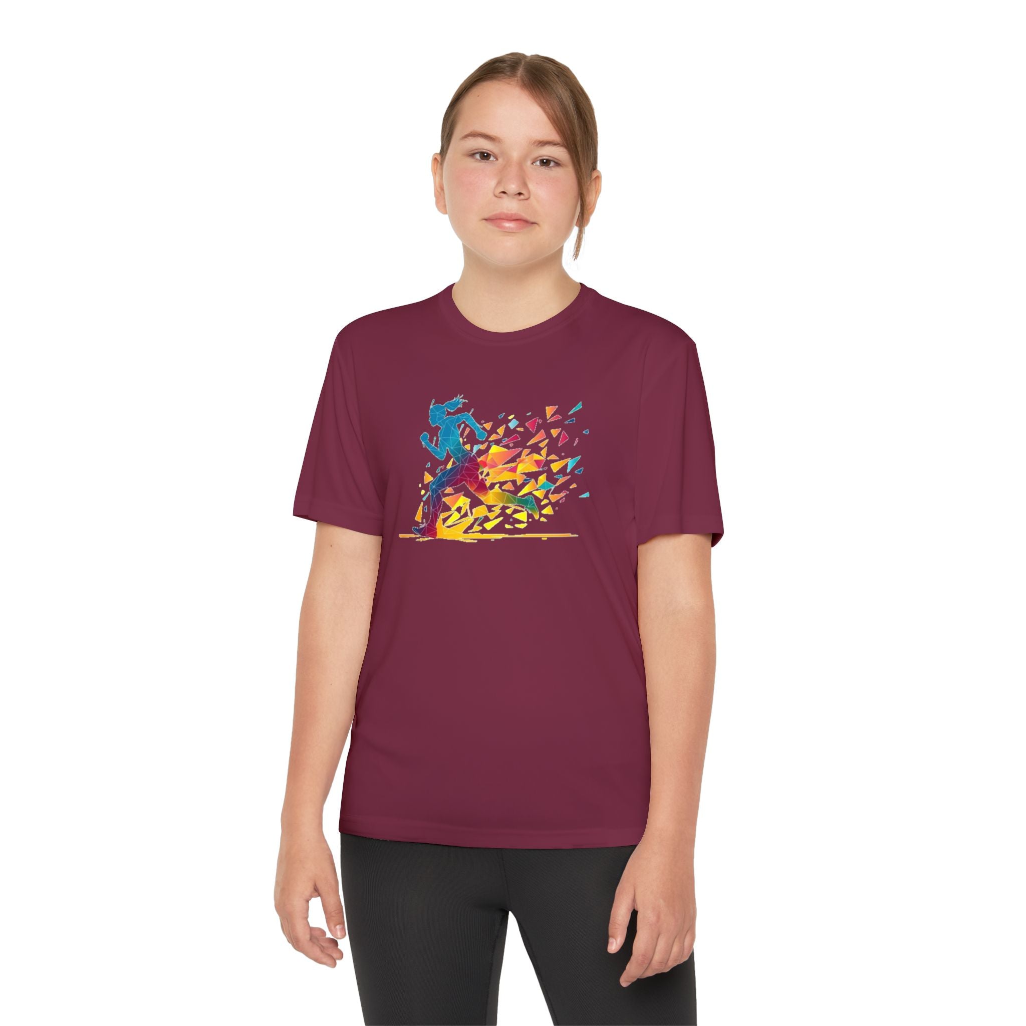 Running Youth T-Shirt Sports Graphic Tee, Cool Athletic Shirt for Kids, Perfect for Sports Events, Team Spirit
