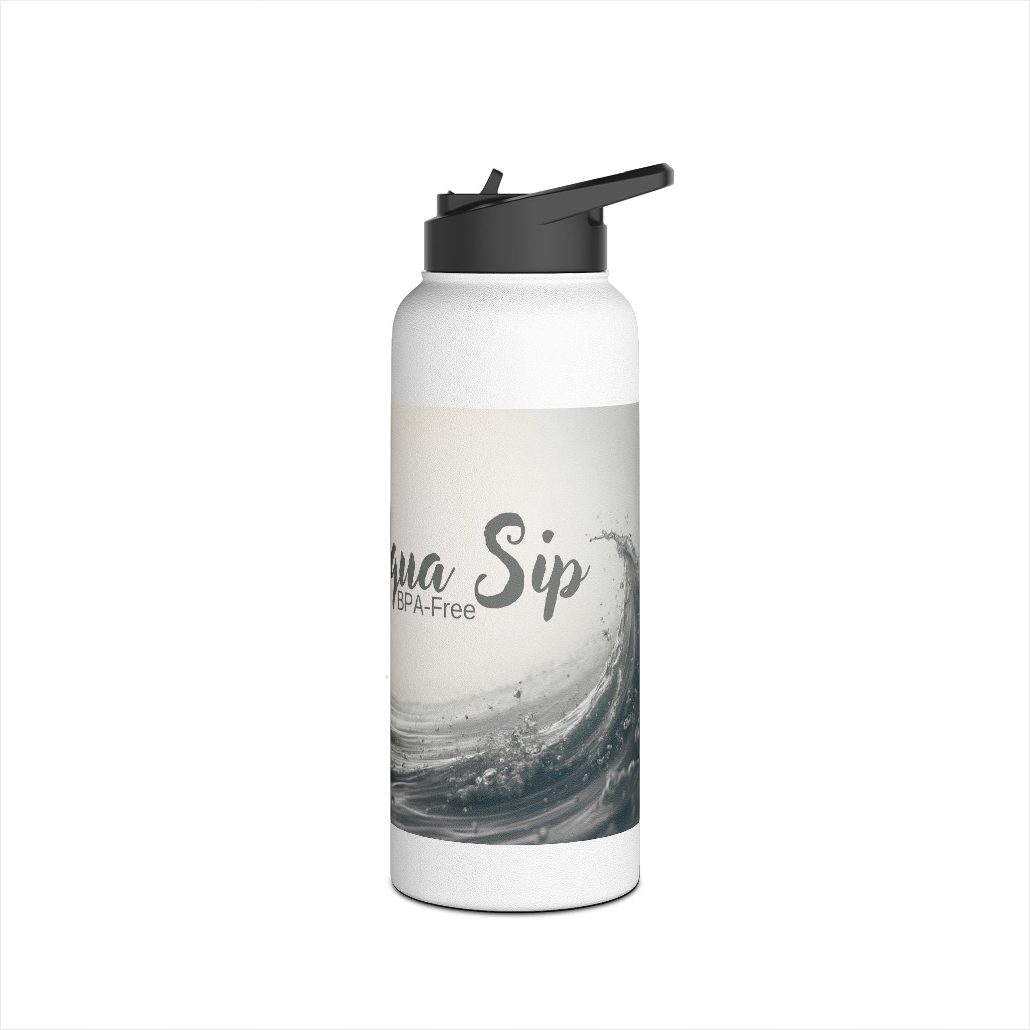 Aqua Wave Stainless Steel Water Bottle, Hydration Gift, Outdoor Adventure, Beach Vibes, Eco-Friendly, Travel Companion
