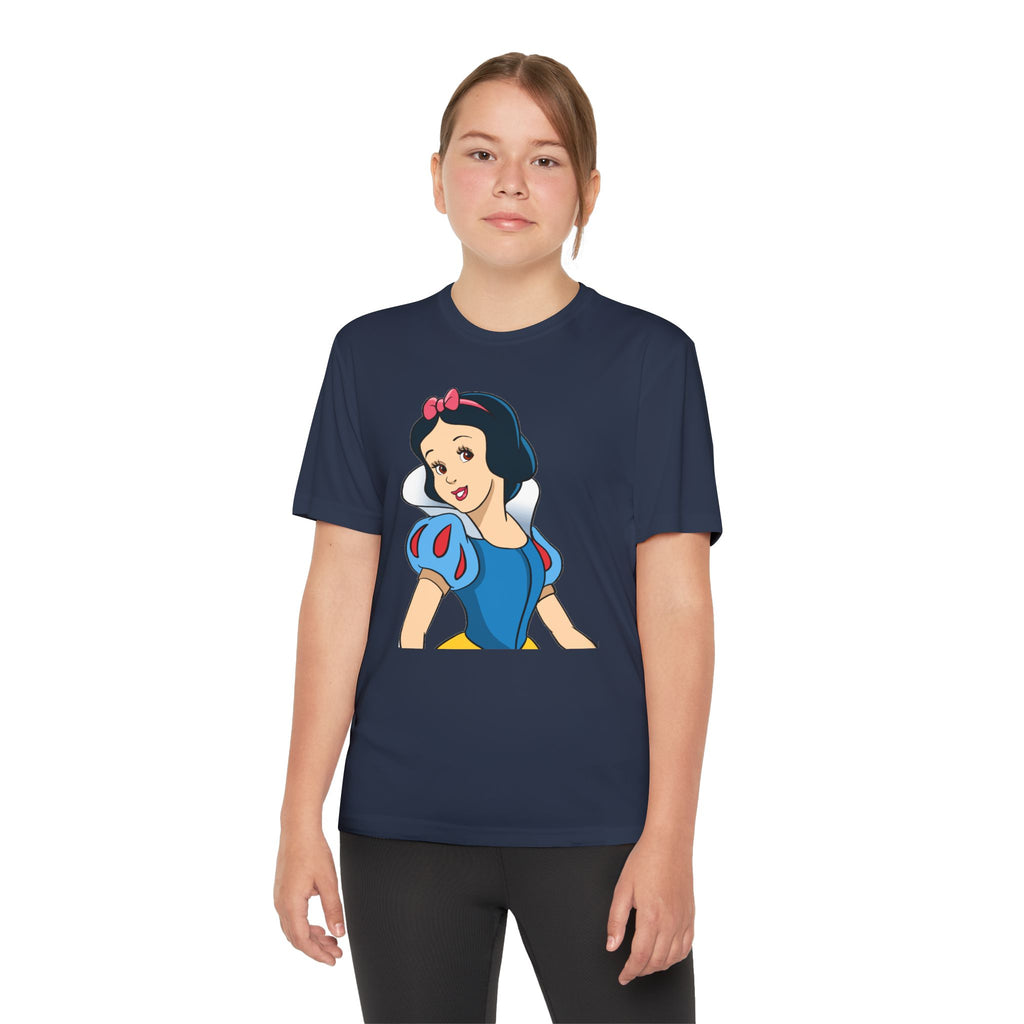 Snow White Youth T-Shirt Sports Graphic Tee, Cool Athletic Shirt for Kids, Perfect for Sports Events, Team Spirit