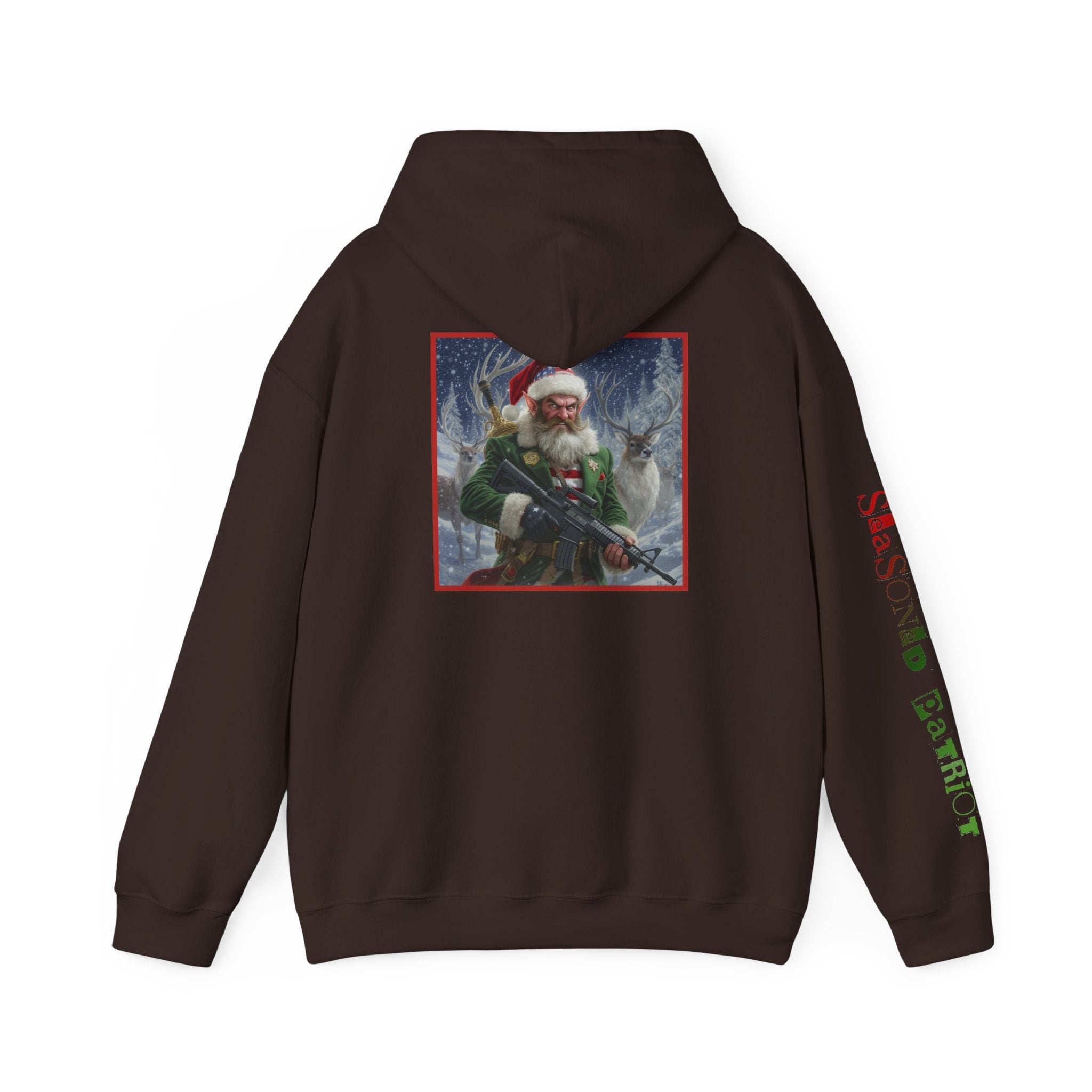 Christmas Elf Patriotic USA Hoodie, Sweatshirt, Unisex Hooded Pullover, Holiday Outerwear, Festive Winter Apparel