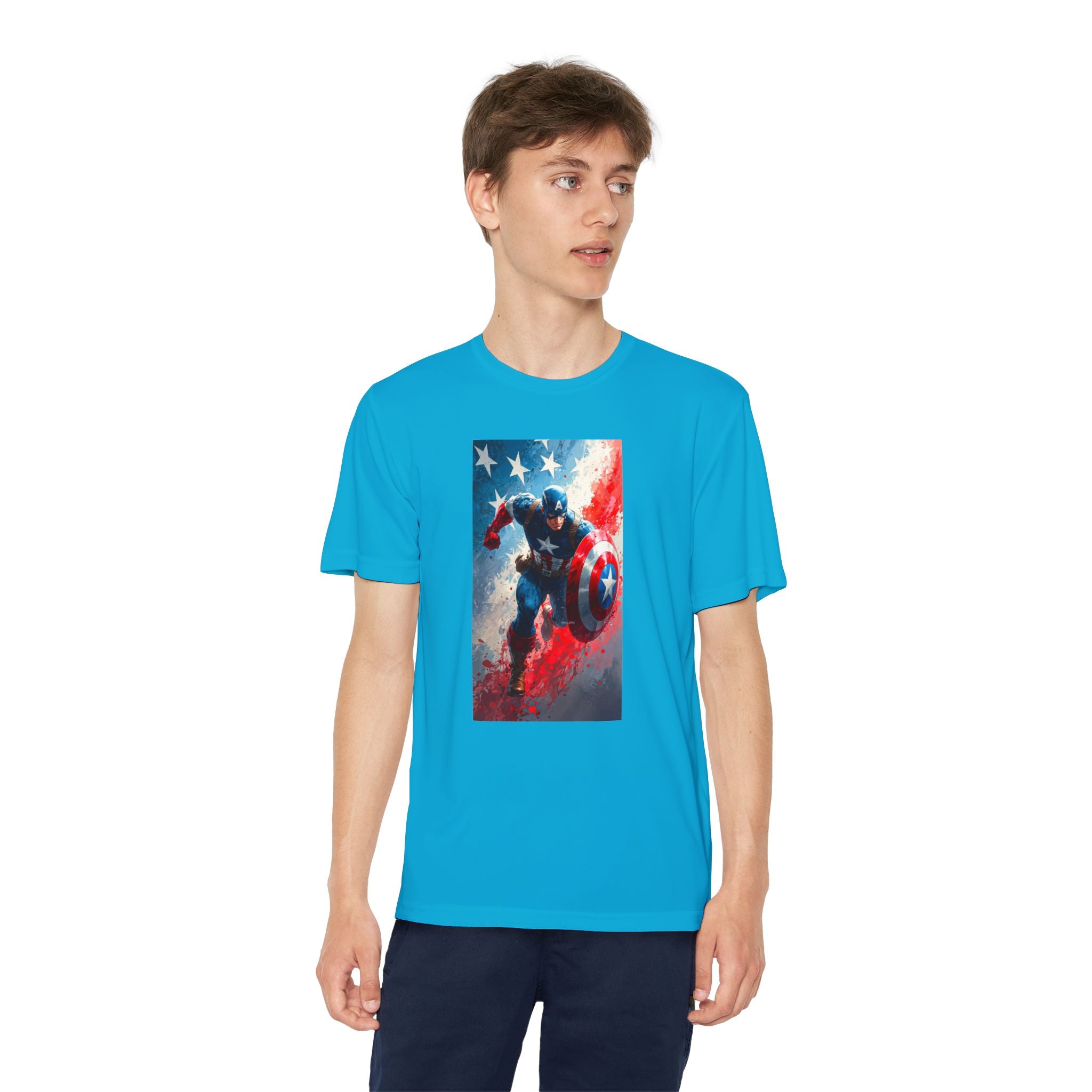 Captain America Superhero Marvel Patriotic, Kids Graphic T-Shirt, Boys Hero Top, Girls Comic Book Clothing, Birthday