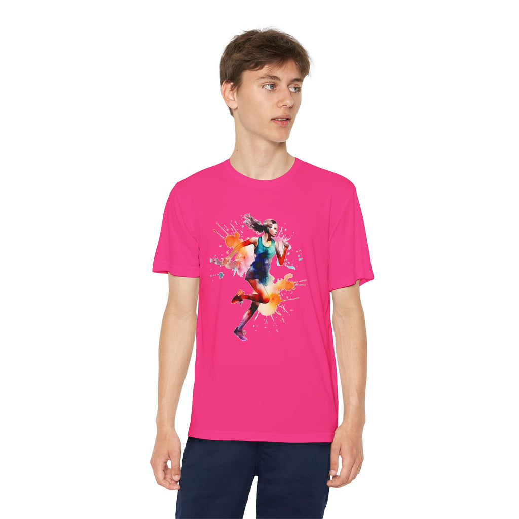 Running Youth T-Shirt Sports Graphic Tee, Cool Athletic Shirt for Kids, Perfect for Sports Events, Team Spirit