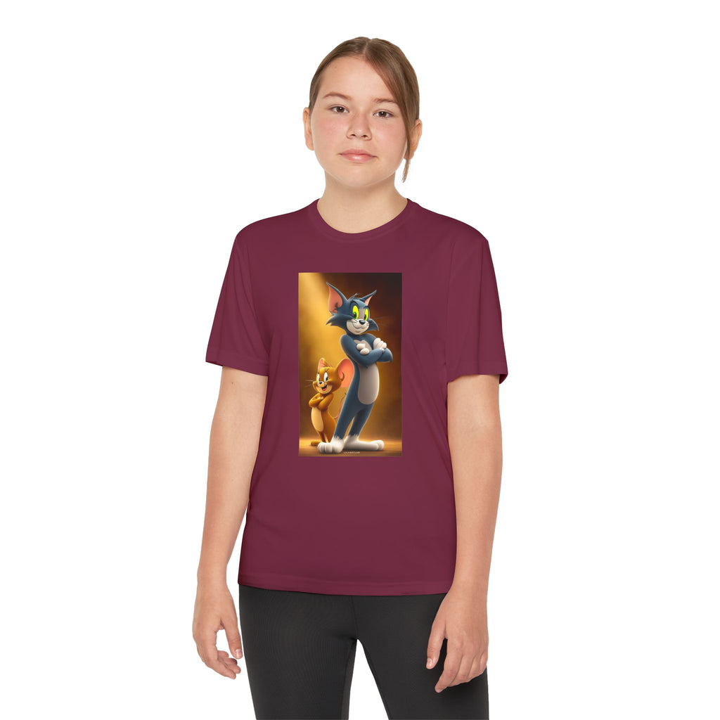 Youth Competitor Tee with Tom And Jerry design, Cartoon Graphic Kid's T-Shirt, Kids Tee, Children's Clothing, Funny Tee for Boys and Girls