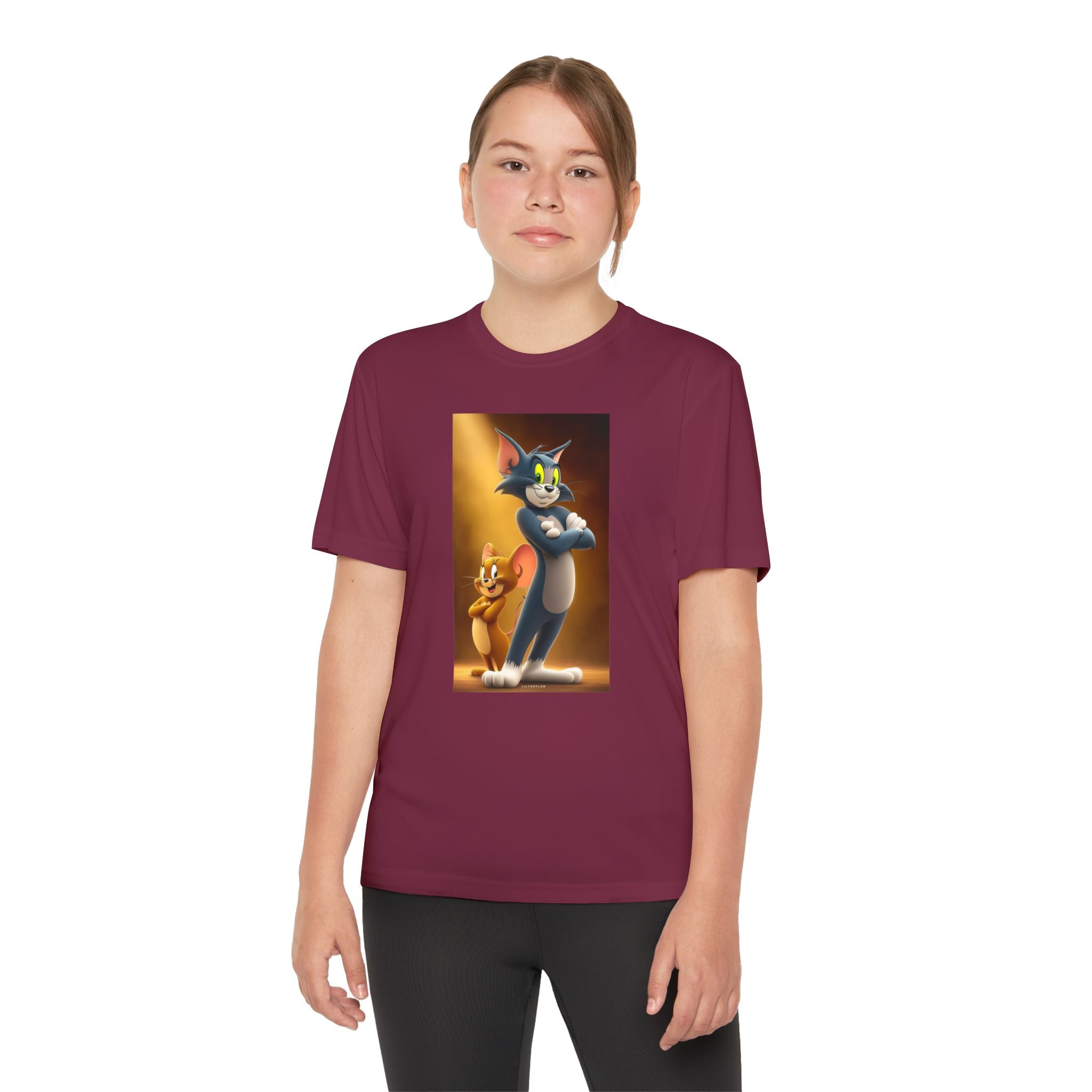Youth Competitor Tee with Tom And Jerry design, Cartoon Graphic Kid's T-Shirt, Kids Tee, Children's Clothing, Funny Tee for Boys and Girls