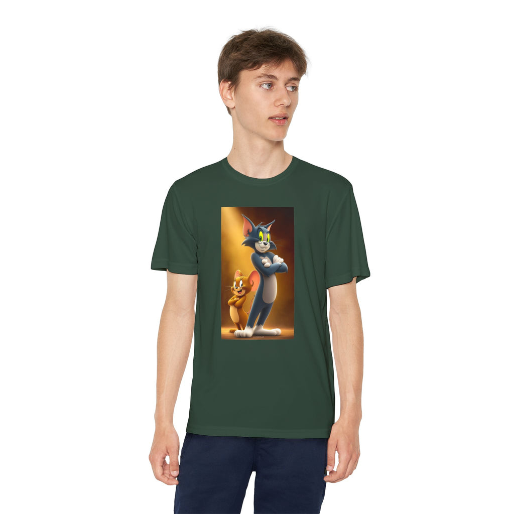 Youth Competitor Tee with Tom And Jerry design, Cartoon Graphic Kid's T-Shirt, Kids Tee, Children's Clothing, Funny Tee for Boys and Girls