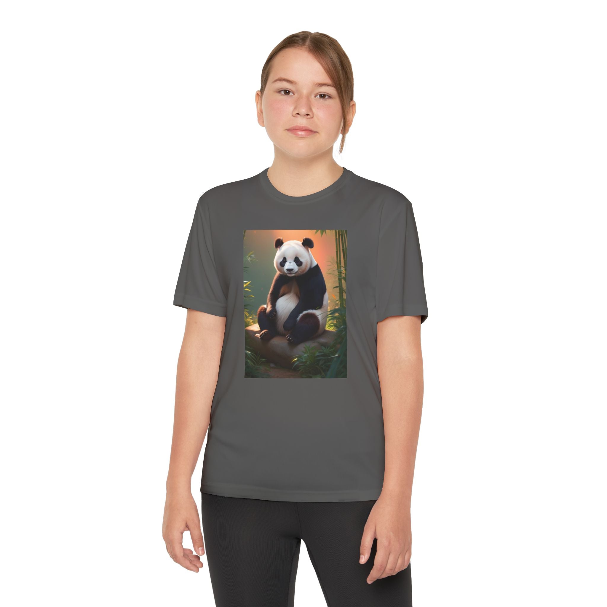 Panda Youth Tee Shirt, Kids Animal Graphic Top, Cute Black and White Tee, Children's Zoo Theme Shirt, Bamboo Bear Shirt, Kid's Nature Gift