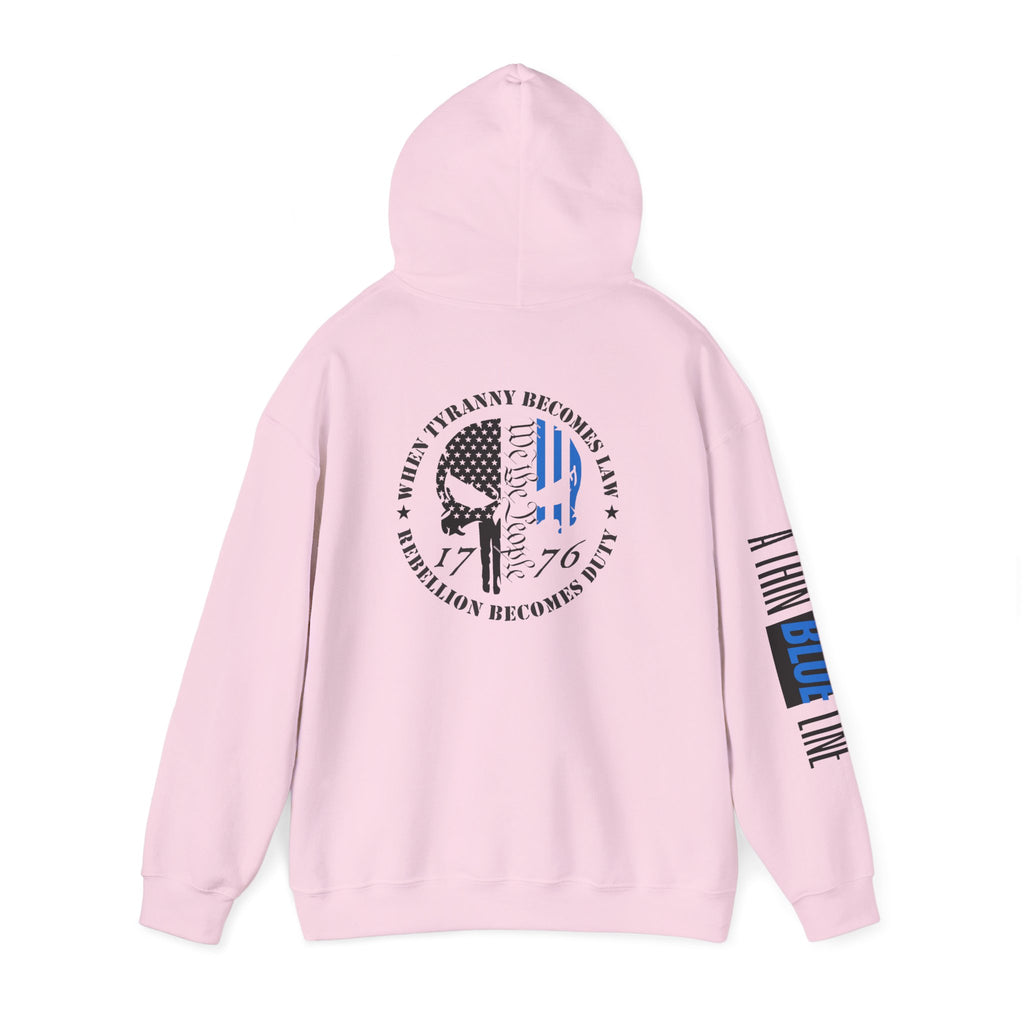 Thin Blue Line Law Enforcement Patriotic Hoodie, Police Support Sweatshirt, Law Enforcement Gift, Patriotic Hooded Pullover, USA Flag