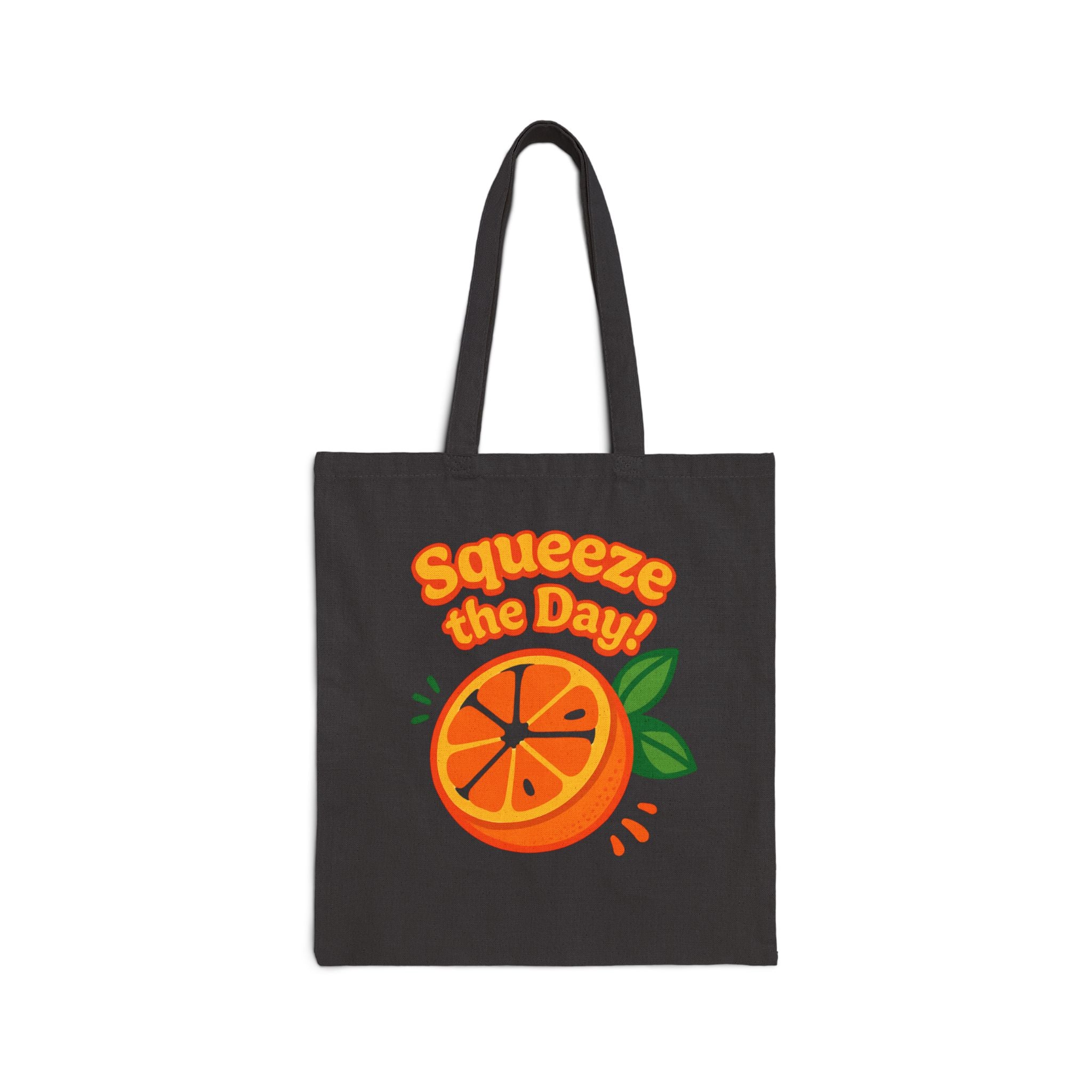 Squeeze the Day Orange Illustration Tote Bag | Canvas Grocery Market Bag