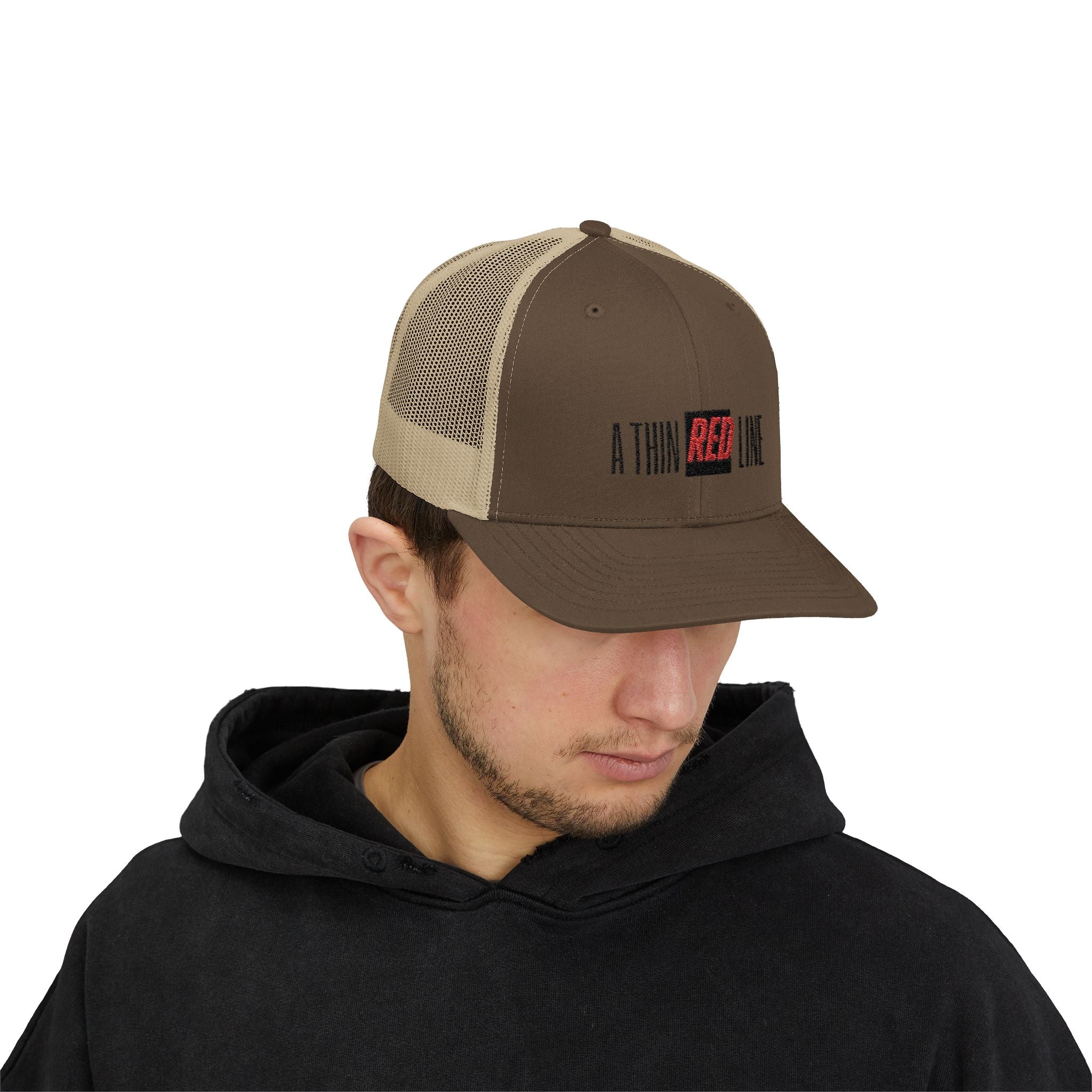 Firefighter Thin Red Line Snapback Trucker Cap with Thin Red Line Design, Ideal for First Responders, Everyday Wear