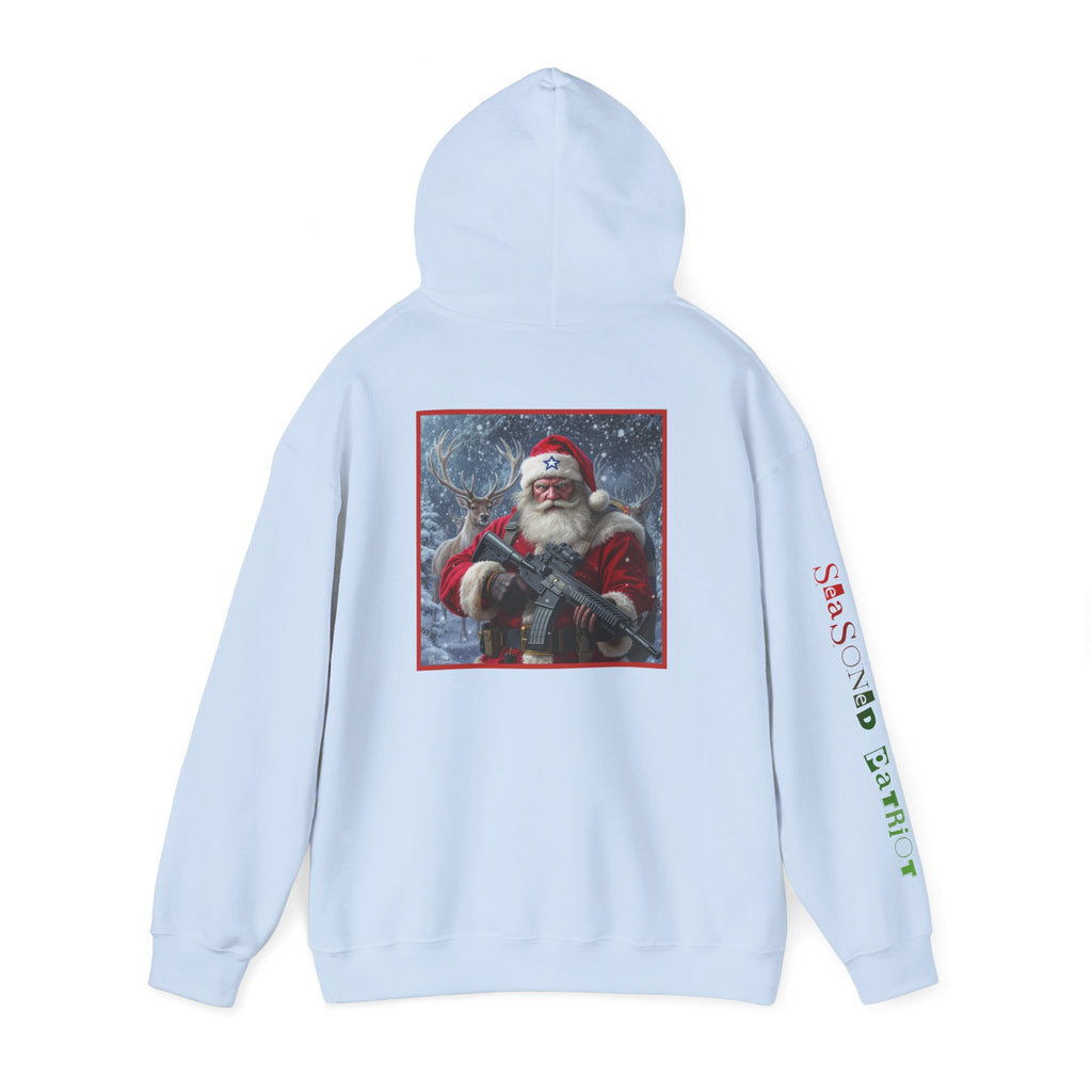 Christmas Santa Claus Patriotic USA Hoodie, Sweatshirt, Unisex Hooded Pullover, Holiday Outerwear, Festive Winter Apparel