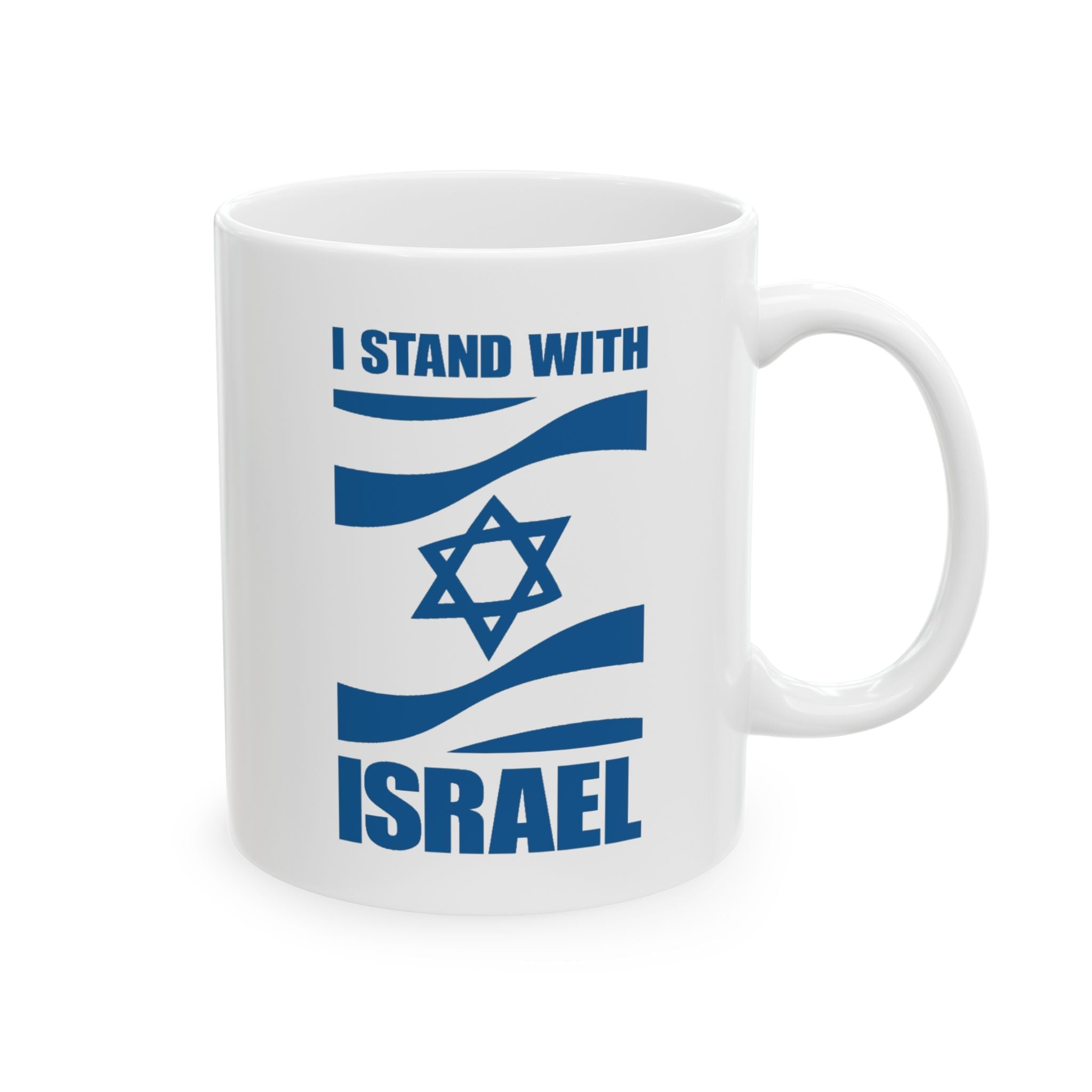 Isreal Patriotic Ceramic Mug, Jewish Pride Tea Cup, Hebrew Flag Coffee Mug, Star of David Nationalistic Mug, Independence Day Tea Mug