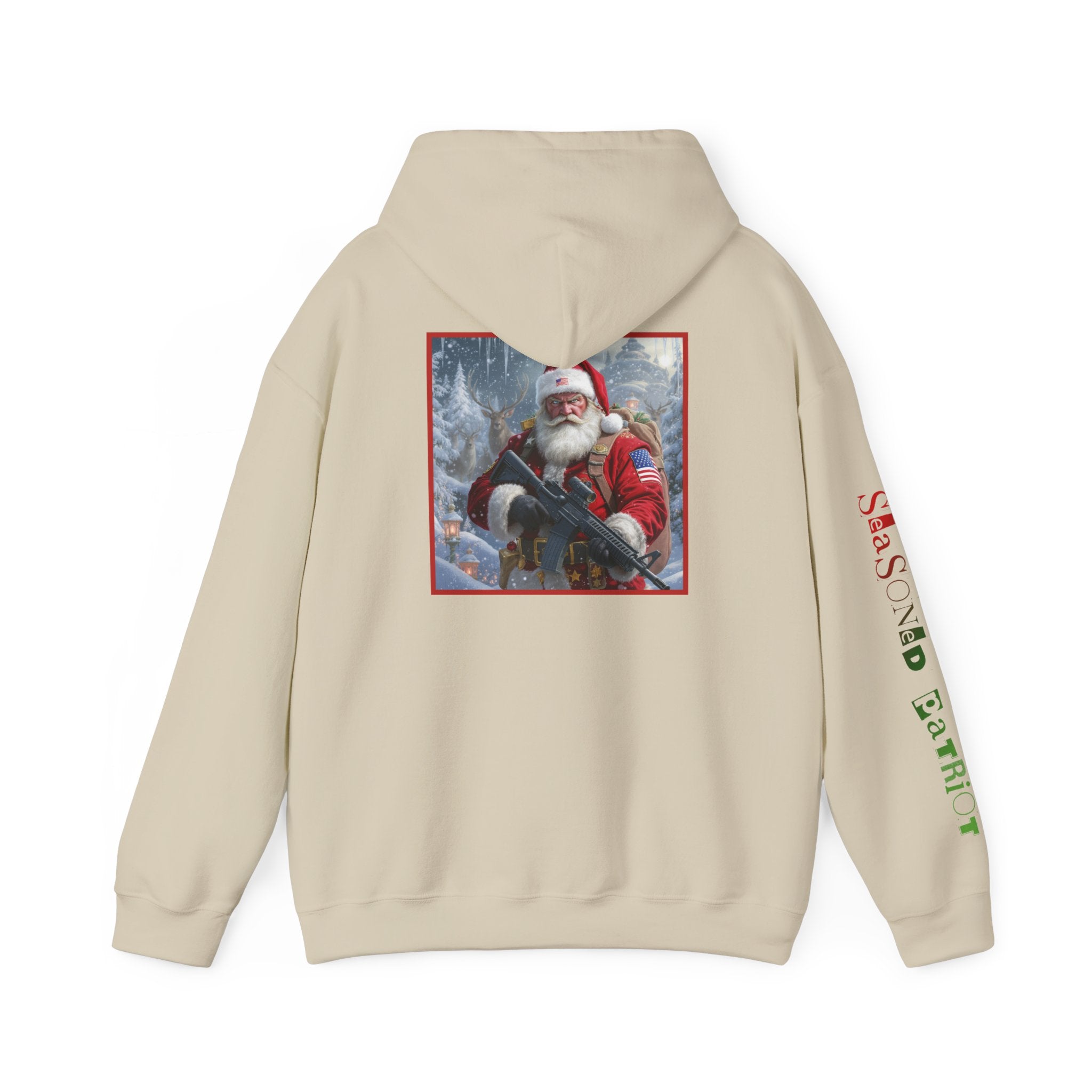 Christmas Santa Claus Patriotic USA Hoodie, Sweatshirt, Unisex Hooded Pullover, Holiday Outerwear, Festive Winter Apparel