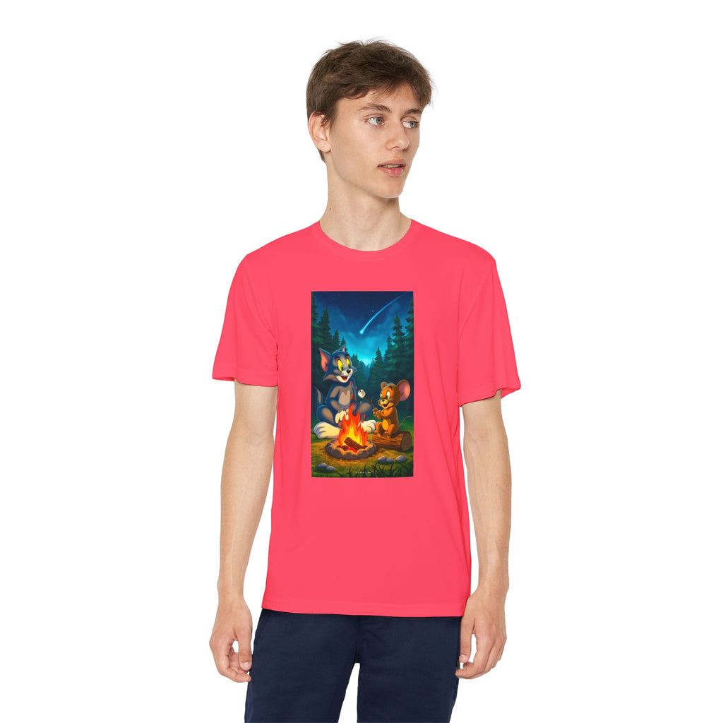 Youth Competitor Tee with Tom And Jerry design, Cartoon Graphic Kid's T-Shirt, Kids Tee, Children's Clothing, Funny Tee for Boys and Girls