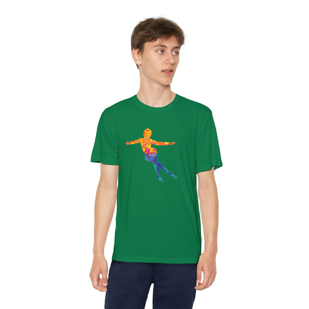 Ice Skating Youth Sports Graphic Tee, Cool Athletic Shirt for Kids, Perfect for Sports Events, Team Spirit, Birthday Gift, Summer Activities