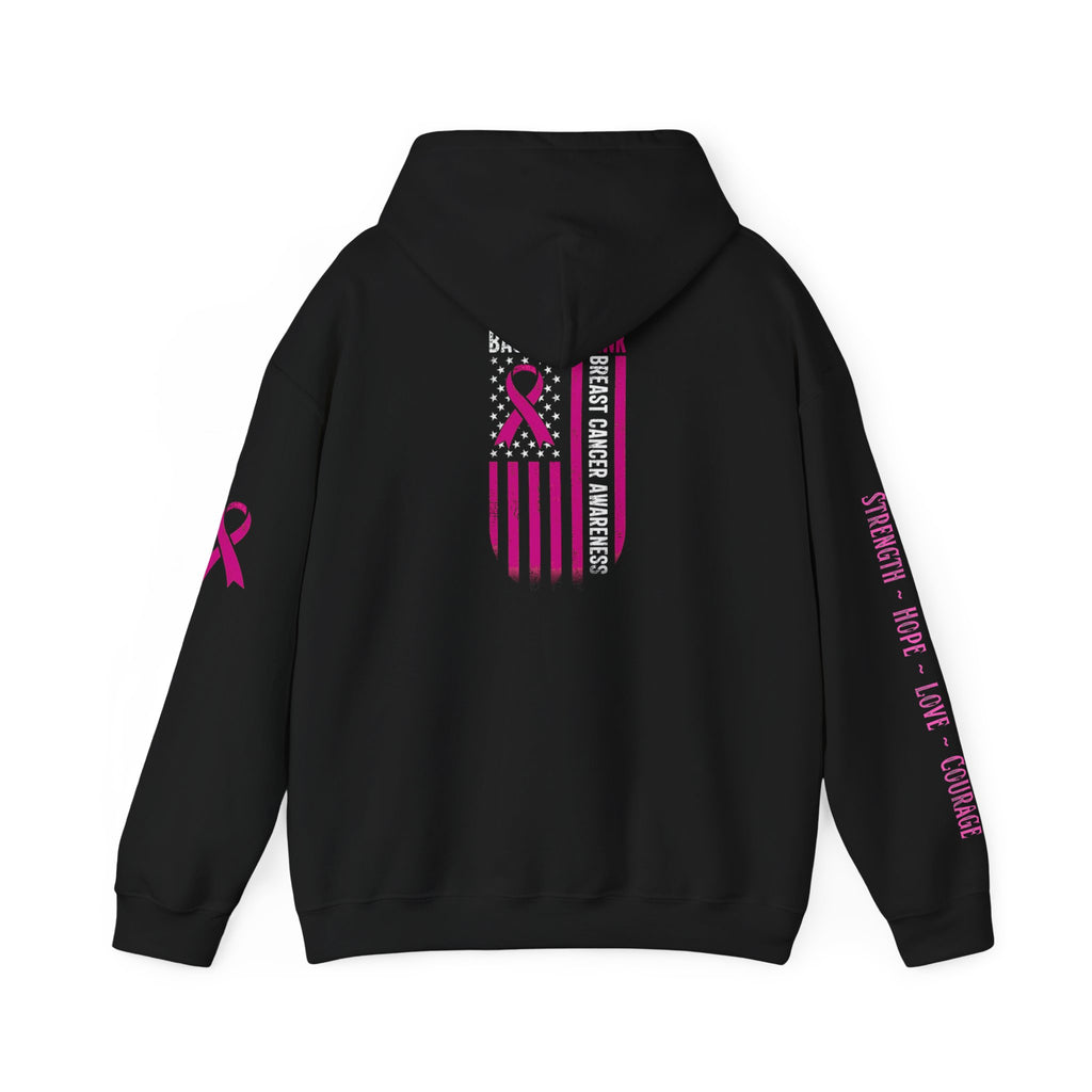 Breast Cancer Awareness Month Patriotic Hoodie ~ Rebel Spirit Unisex Hoodie