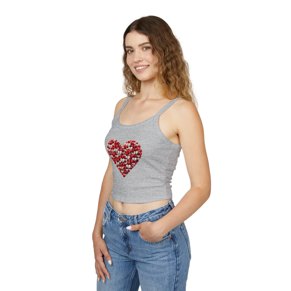 Heart Tank Top, Love Cami, Valentine's Day Shirt, Romantic Sleeveless Tee, Women's Summer Blouse, Cute Spaghetti Strap Tank