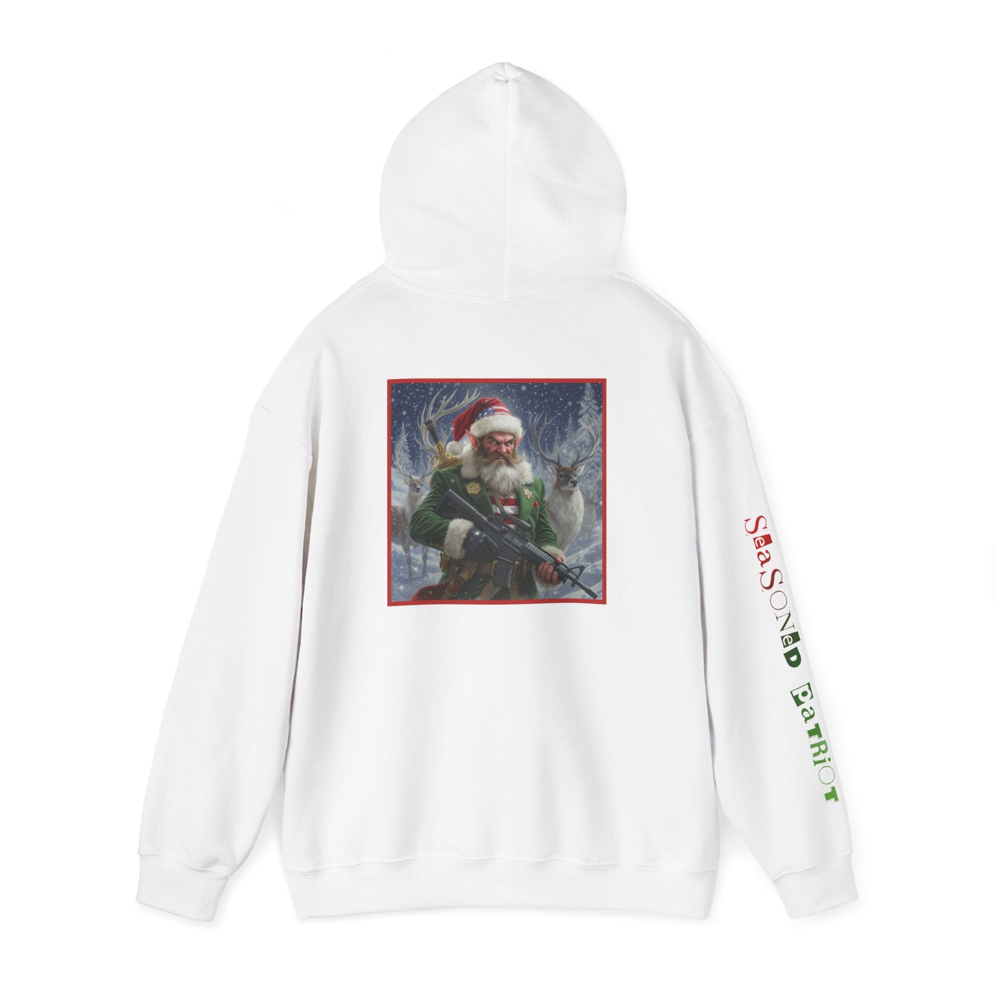 Christmas Elf Patriotic USA Hoodie, Sweatshirt, Unisex Hooded Pullover, Holiday Outerwear, Festive Winter Apparel
