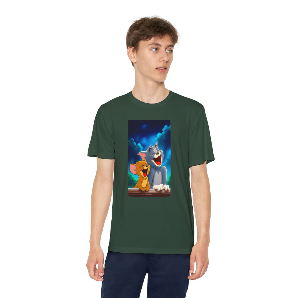 Youth Competitor Tee with Tom And Jerry design, Cartoon Graphic Kid's T-Shirt, Kids Tee, Children's Clothing, Funny Tee for Boys and Girls