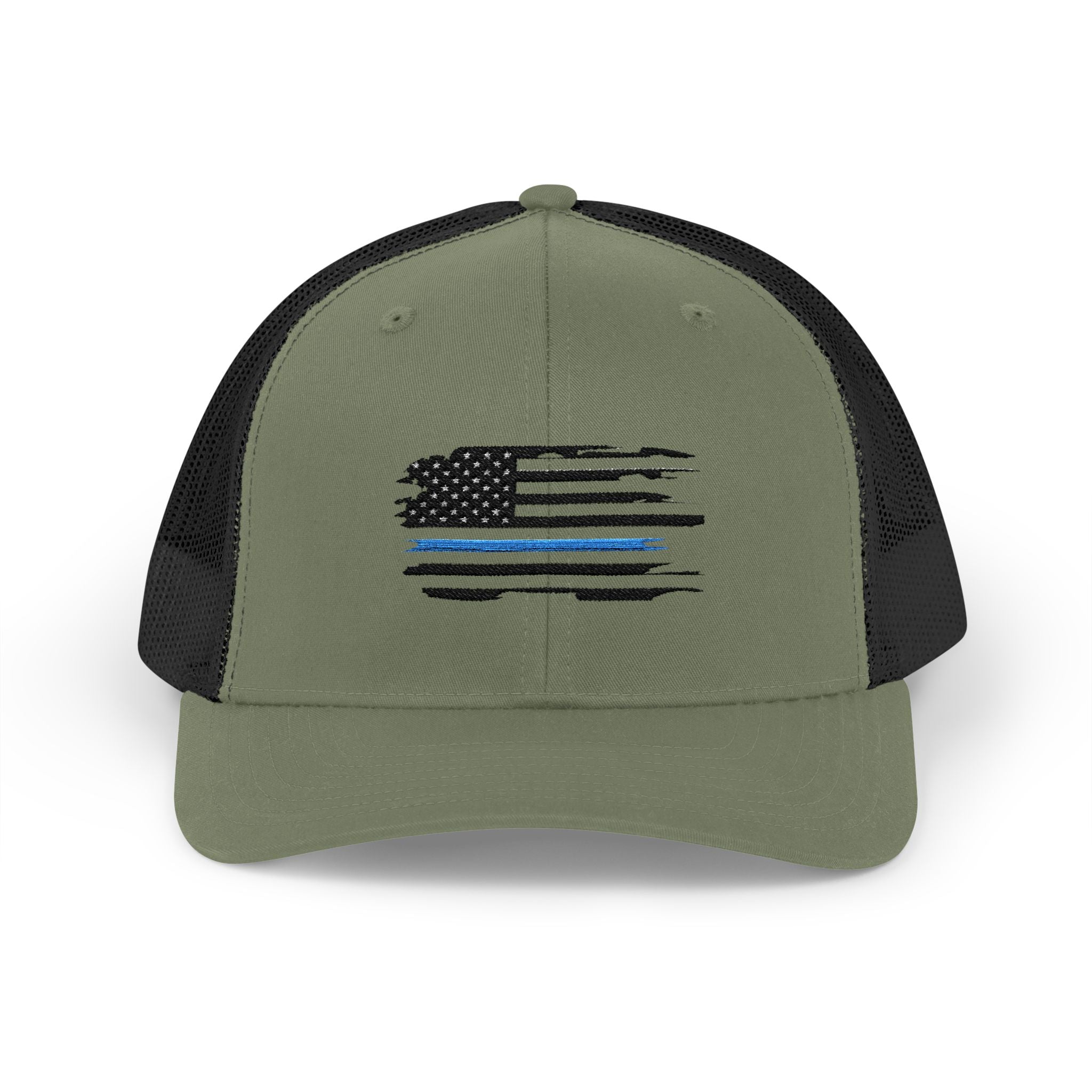 Back The Blue Snapback Trucker Cap with Thin Red Line Design, Ideal for First Responders, Supportive Gifts, Memorials, Everyday Wear