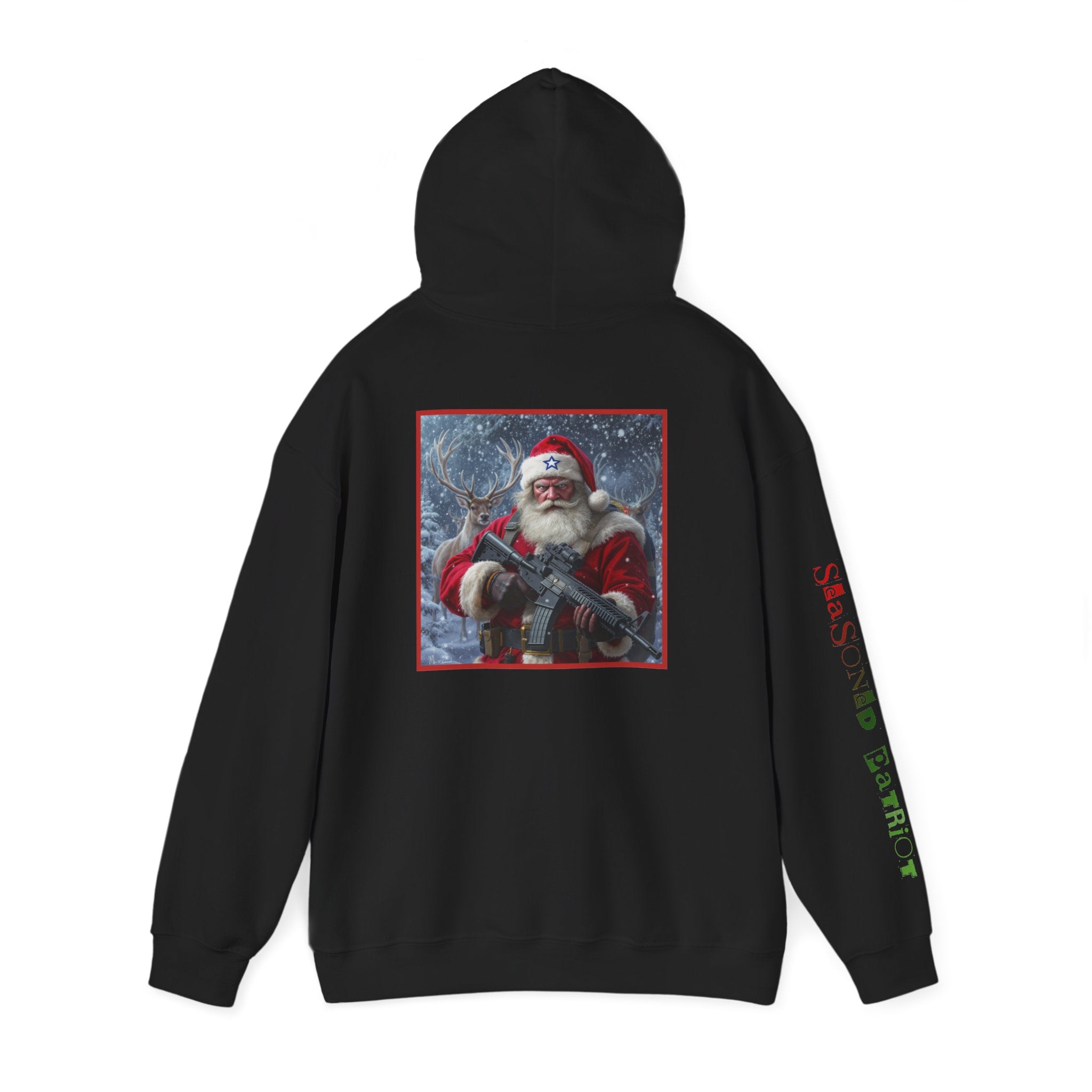 Christmas Santa Claus Patriotic USA Hoodie, Sweatshirt, Unisex Hooded Pullover, Holiday Outerwear, Festive Winter Apparel
