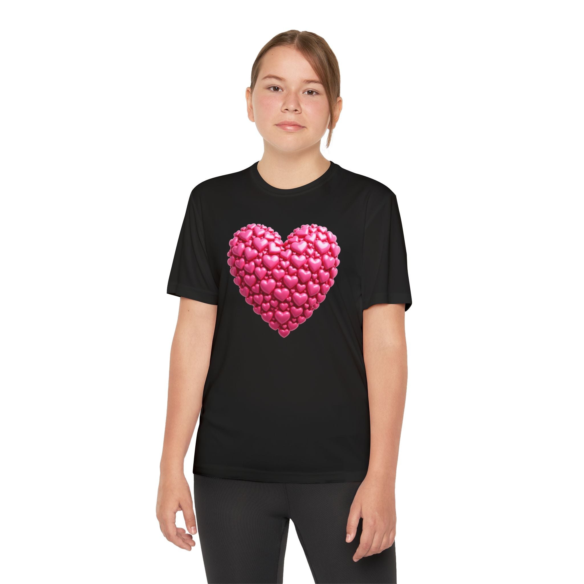 Heart Youth T-Shirt Sports Graphic Tee, Cool Athletic Shirt for Kids, Perfect for Sports Events, Team Spirit