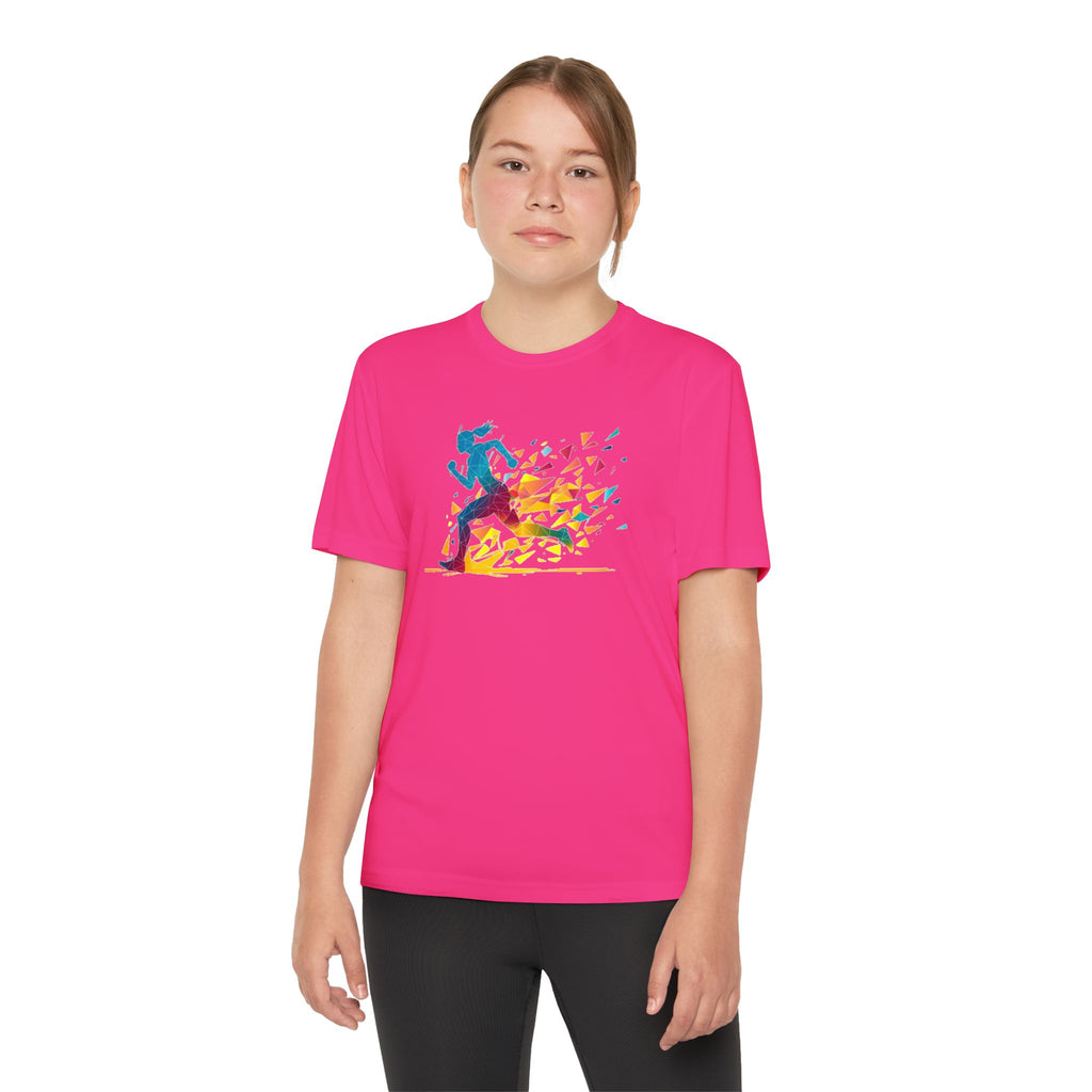 Running Youth T-Shirt Sports Graphic Tee, Cool Athletic Shirt for Kids, Perfect for Sports Events, Team Spirit