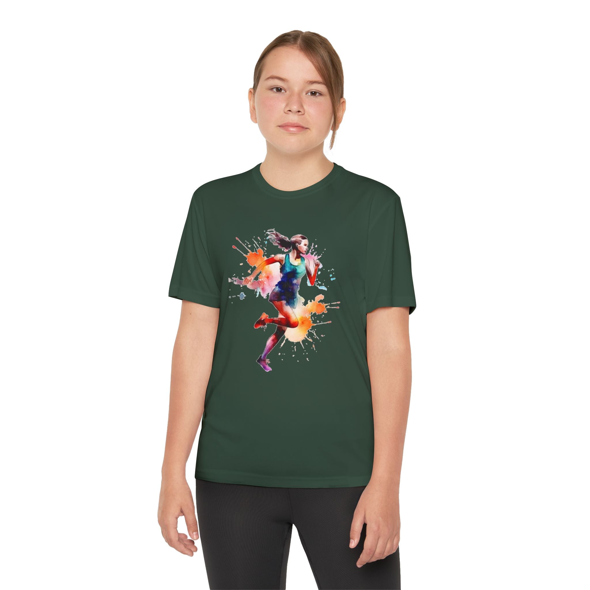 Running Youth T-Shirt Sports Graphic Tee, Cool Athletic Shirt for Kids, Perfect for Sports Events, Team Spirit