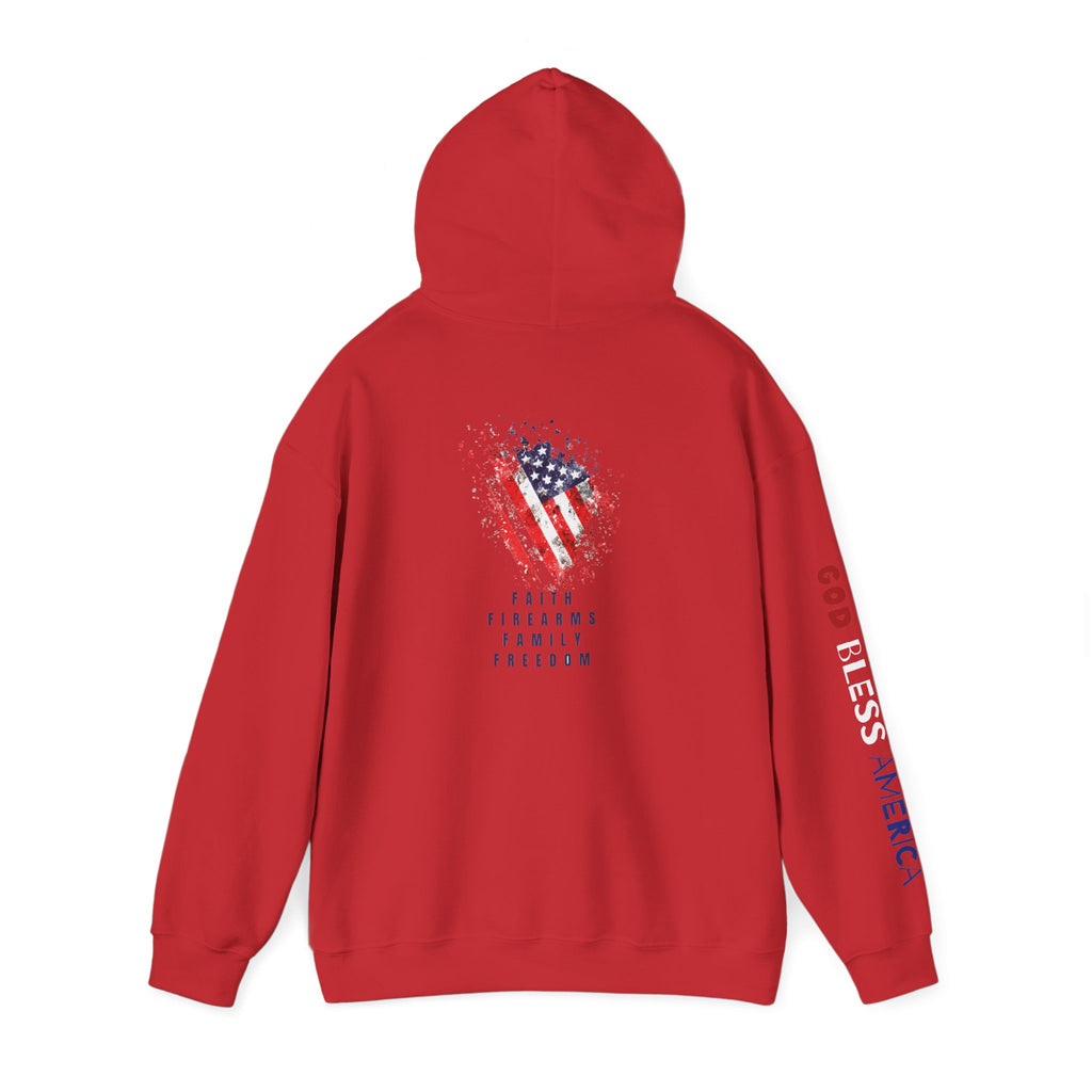 Faith Family Firearms Freedom Hooded Sweatshirt with Faith, Family, Firearms & Freedom Design - Unisex Cozy Wear for Celebrations