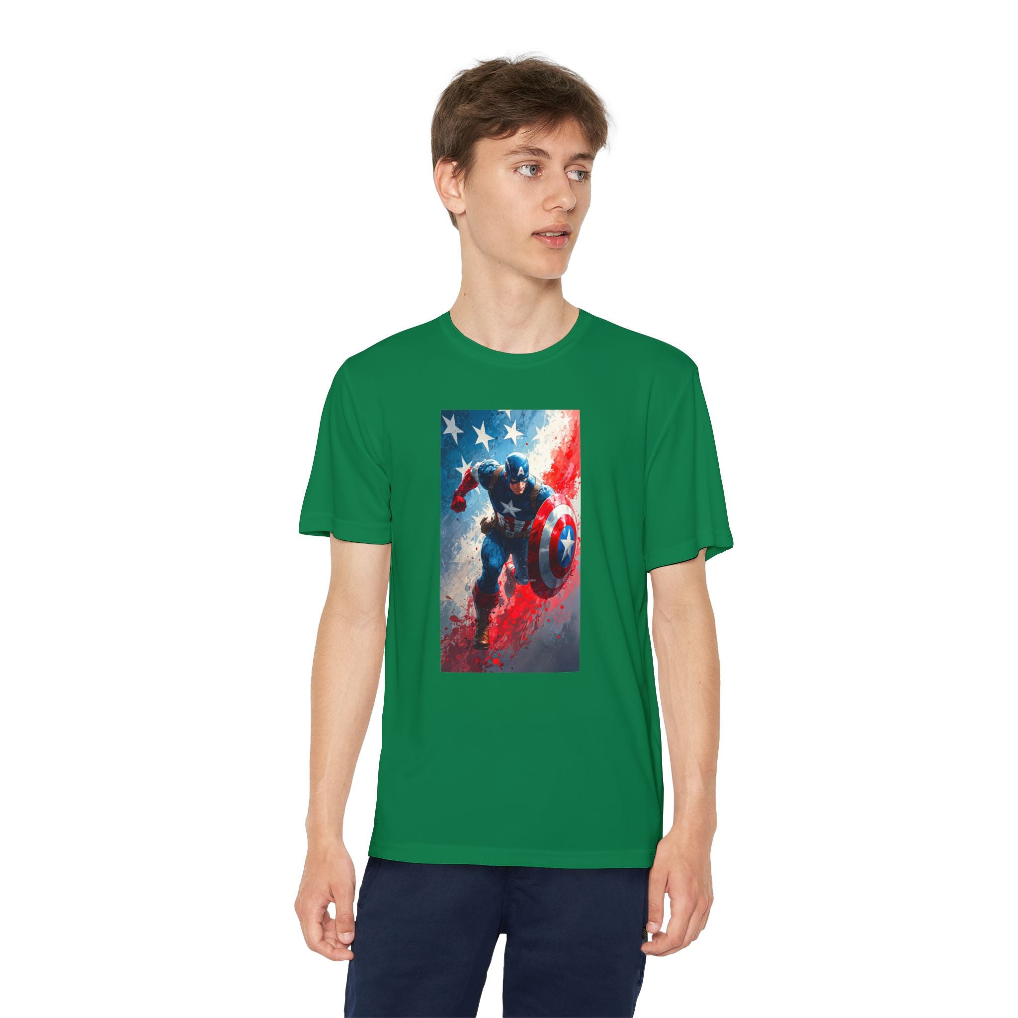 Captain America Superhero Marvel Patriotic, Kids Graphic T-Shirt, Boys Hero Top, Girls Comic Book Clothing, Birthday